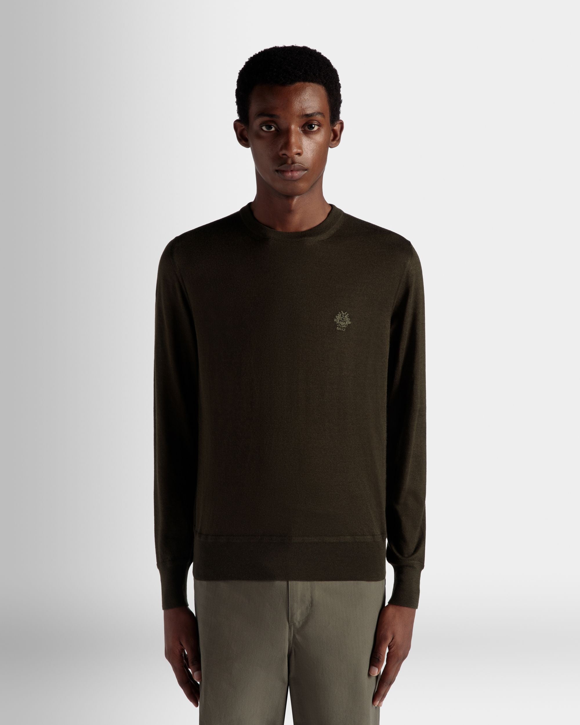 Maglione Girocollo Adrien Brody Travel Collection In Cachemire Military Green - Uomo - Bally - 03