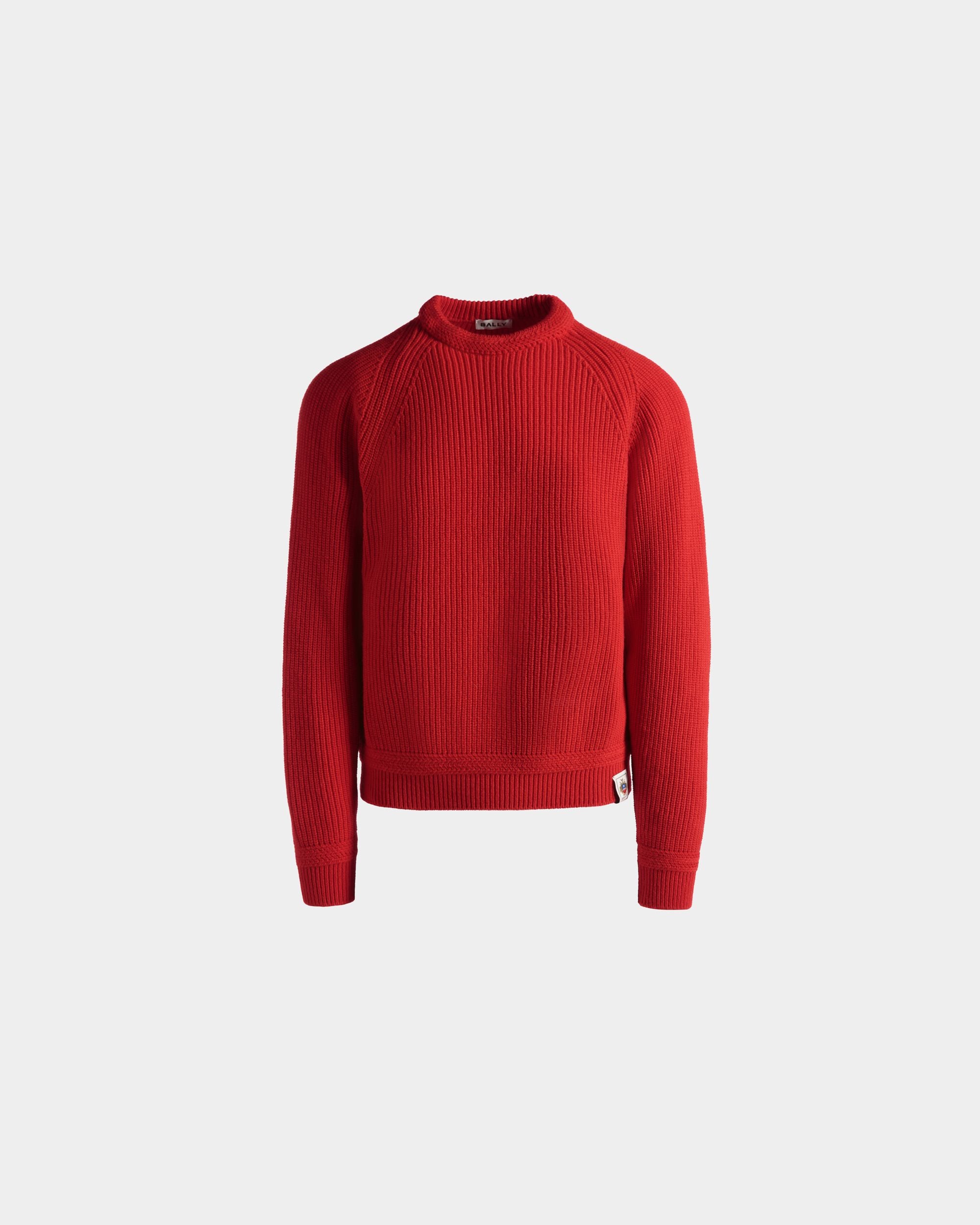 Pullover Girocollo In Lana Candy Red Con Logo Bally Crest - Uomo - Bally - 01