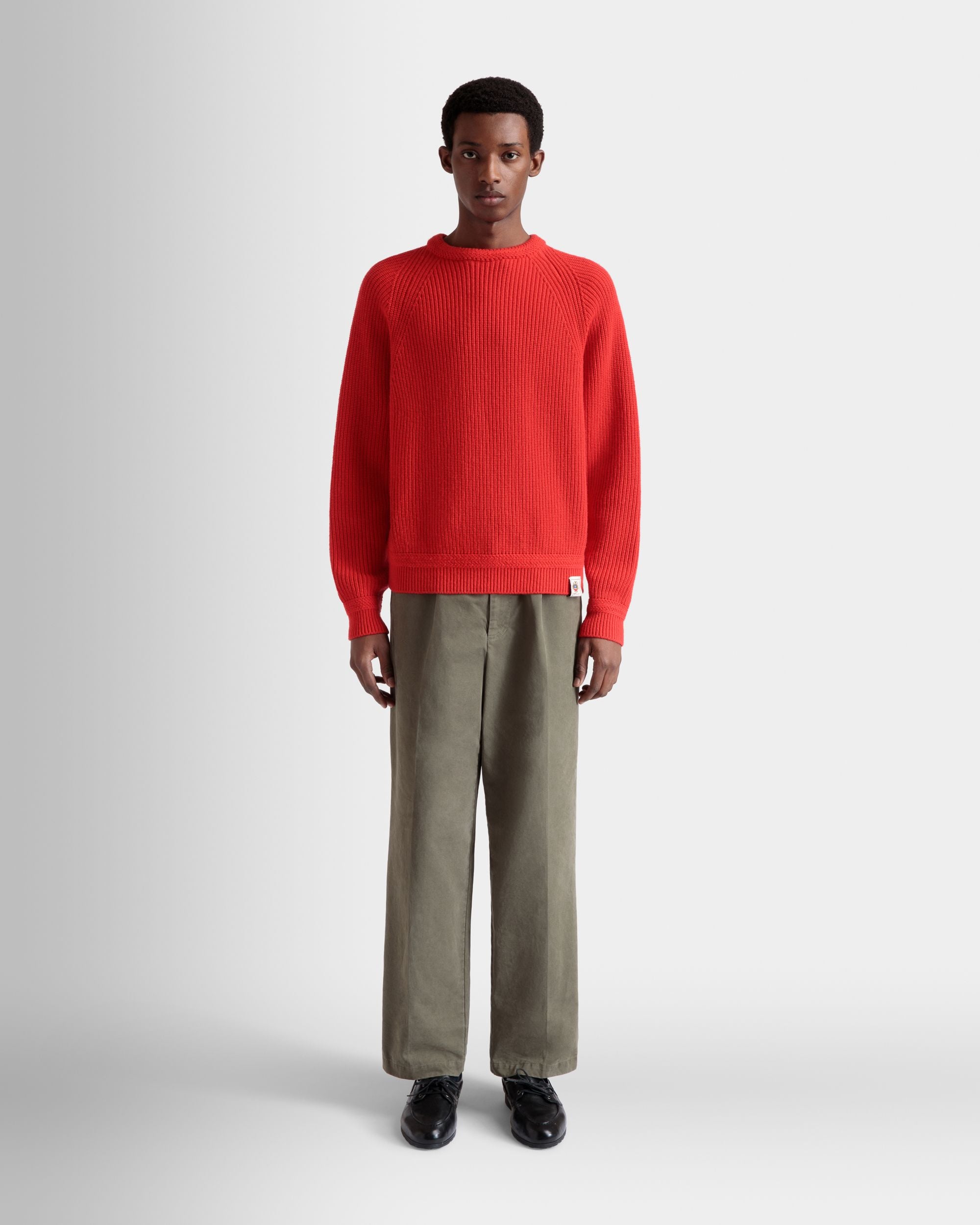 Pullover Girocollo In Lana Candy Red Con Logo Bally Crest - Uomo - Bally - 02