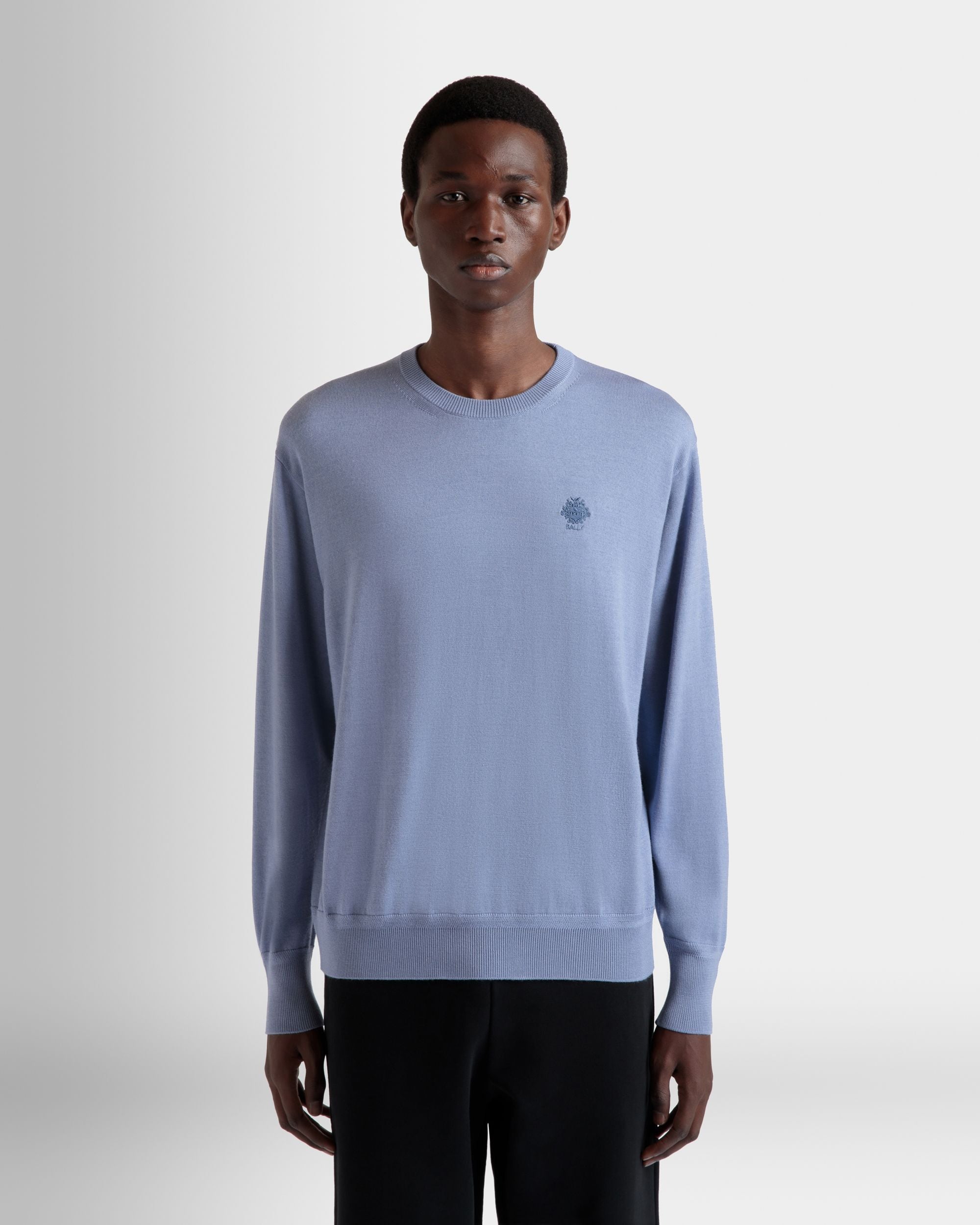 Pullover Girocollo In Misto Lana E Cashmere Light Blue - Uomo - Bally - 08
