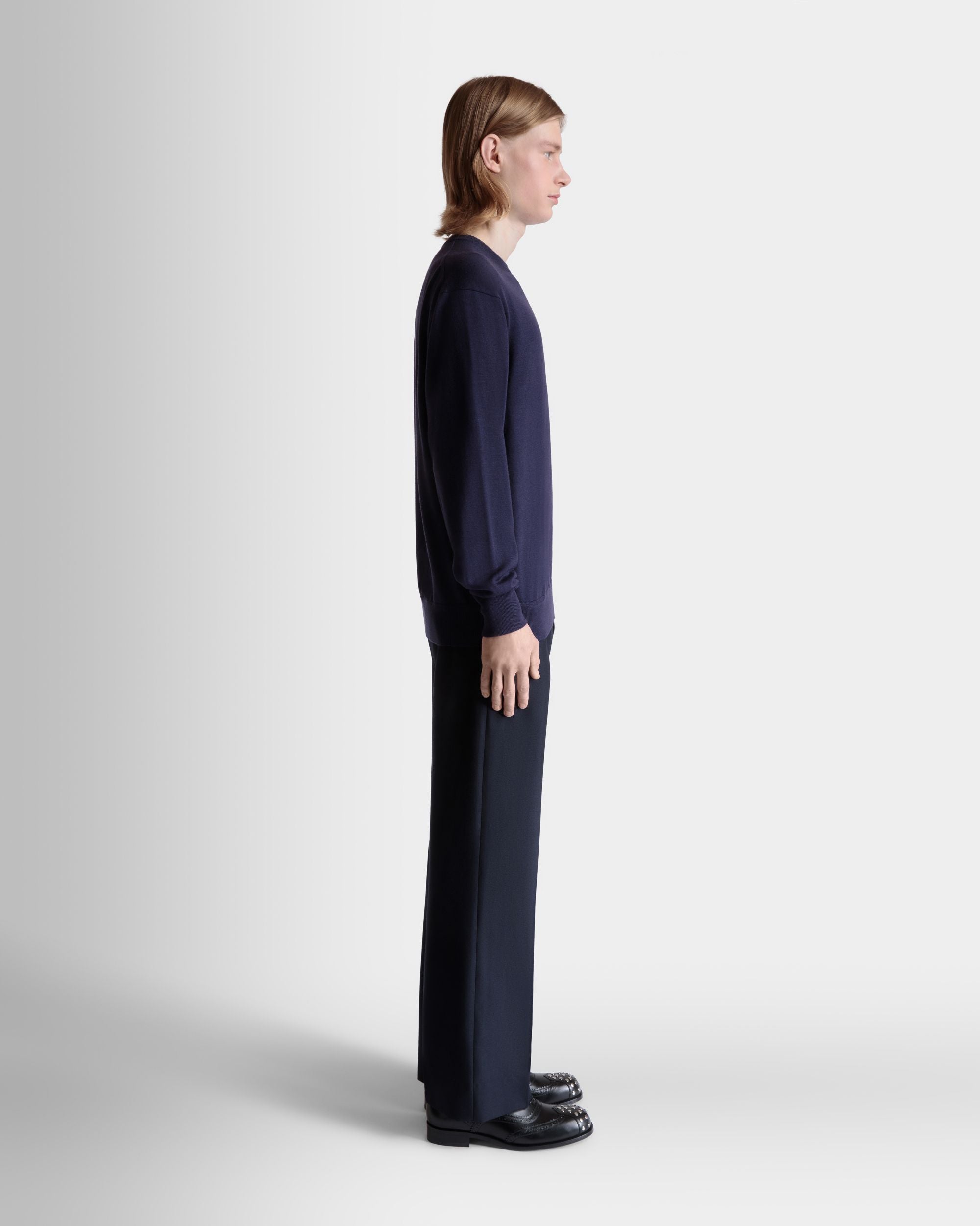 Pullover Girocollo In Misto Lana E Cashmere Navy Blue - Uomo - Bally - 08