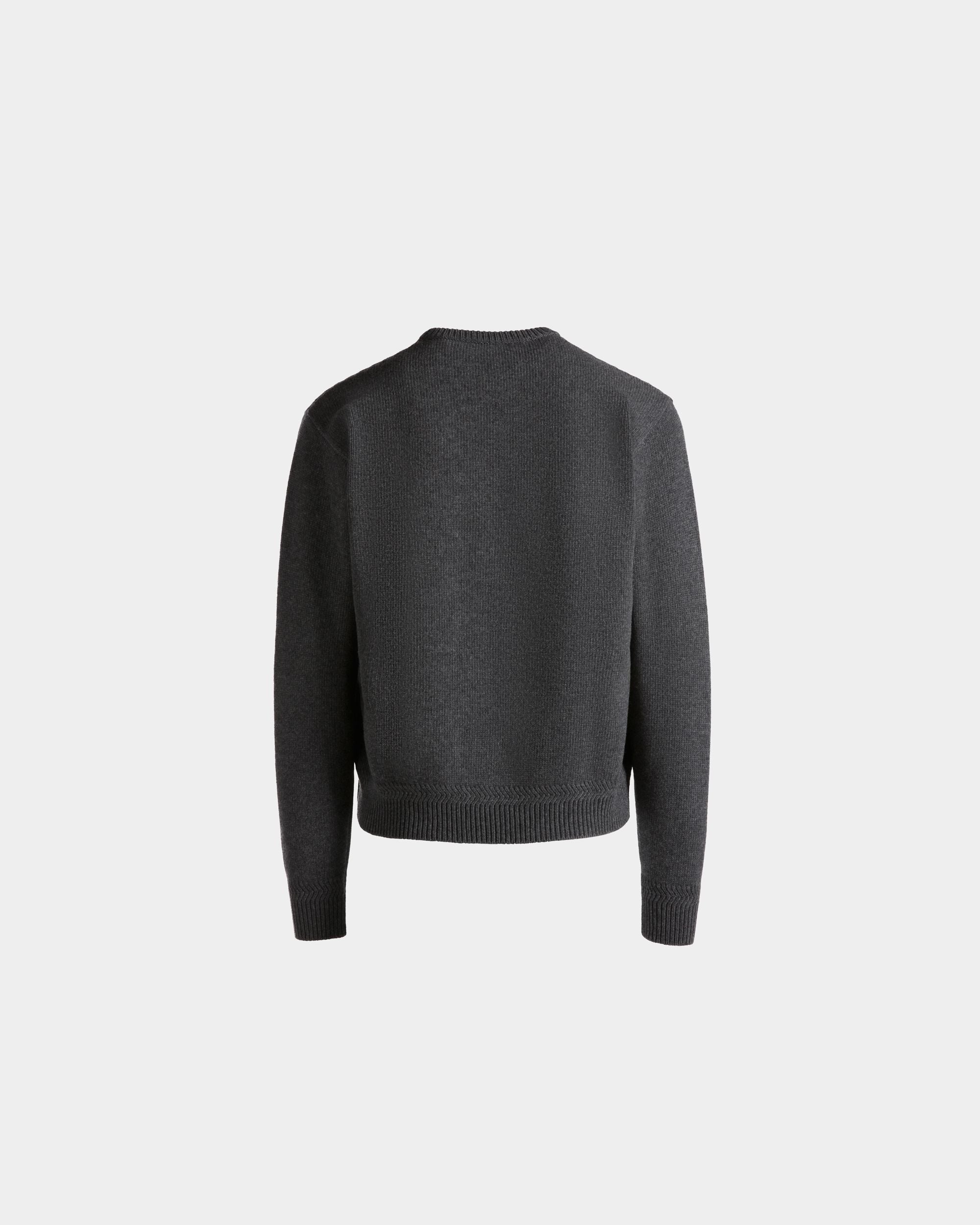 Pullover Girocollo In Lana Grigio Scuro Con Logo - Uomo - Bally - 08