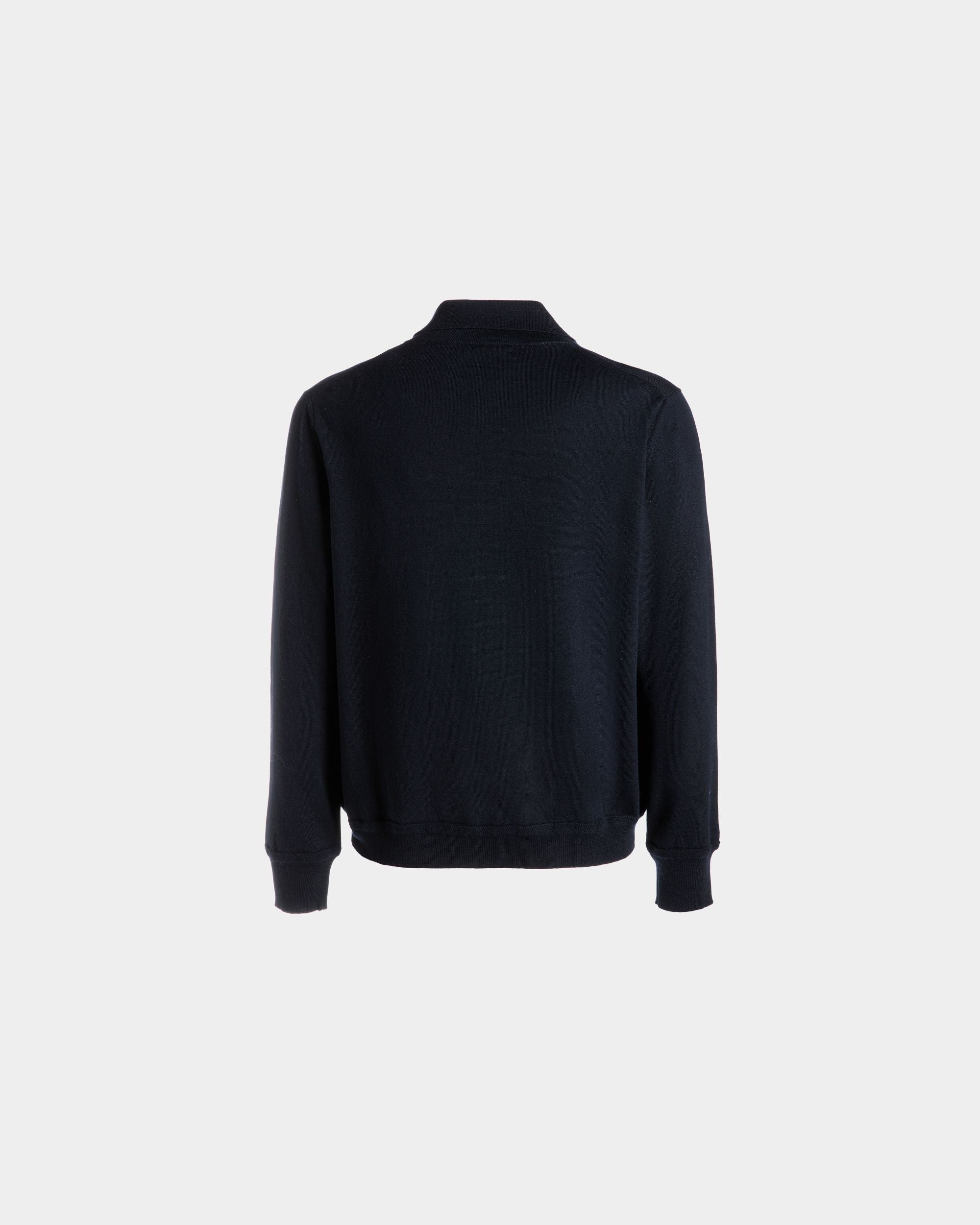 Polo A Maniche Lunghe In Lana Navy Blue Con Logo Bally Crest - Uomo - Bally - 08