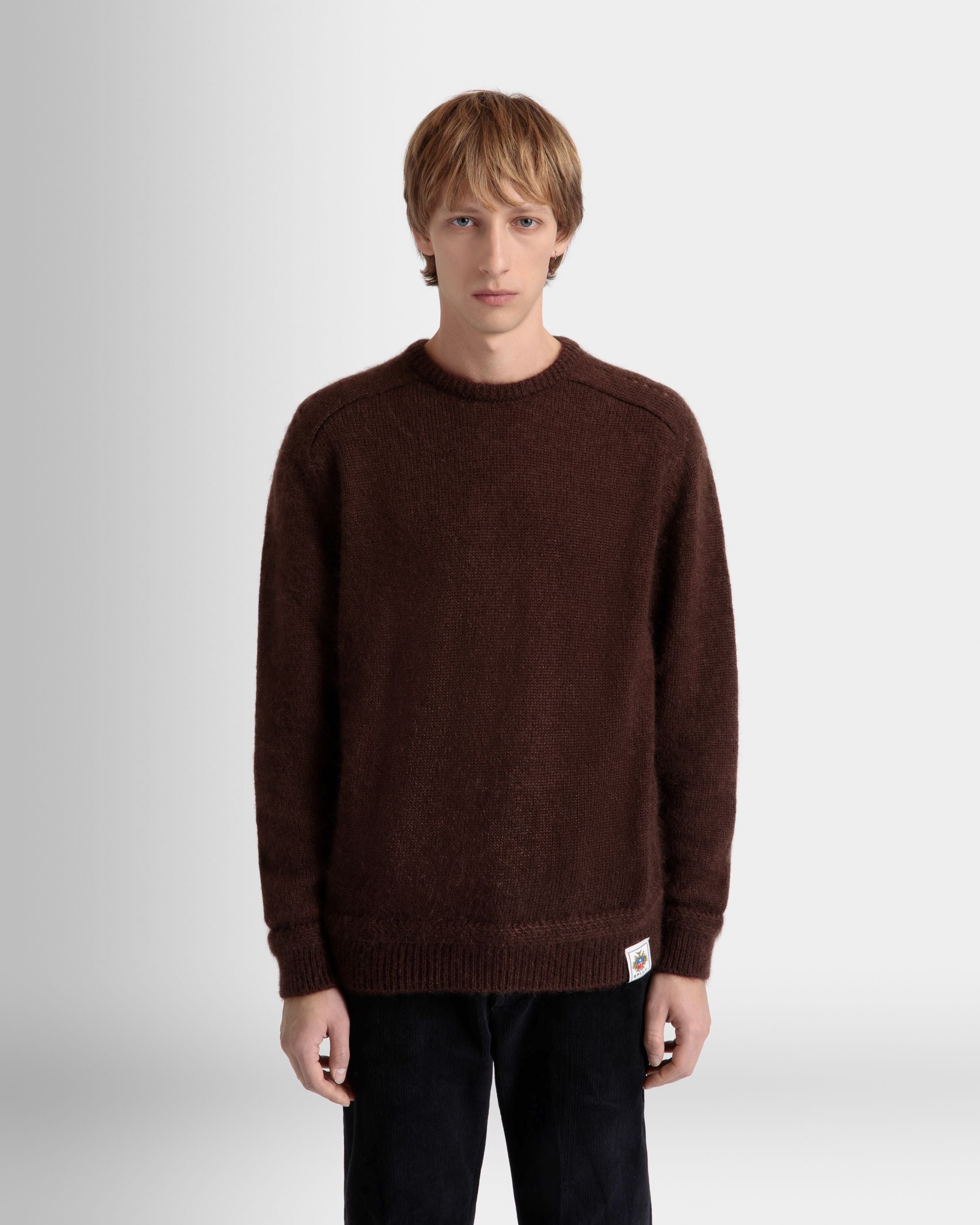 Pullover Girocollo In Mohair E Seta Marrone - Uomo - Bally - 03