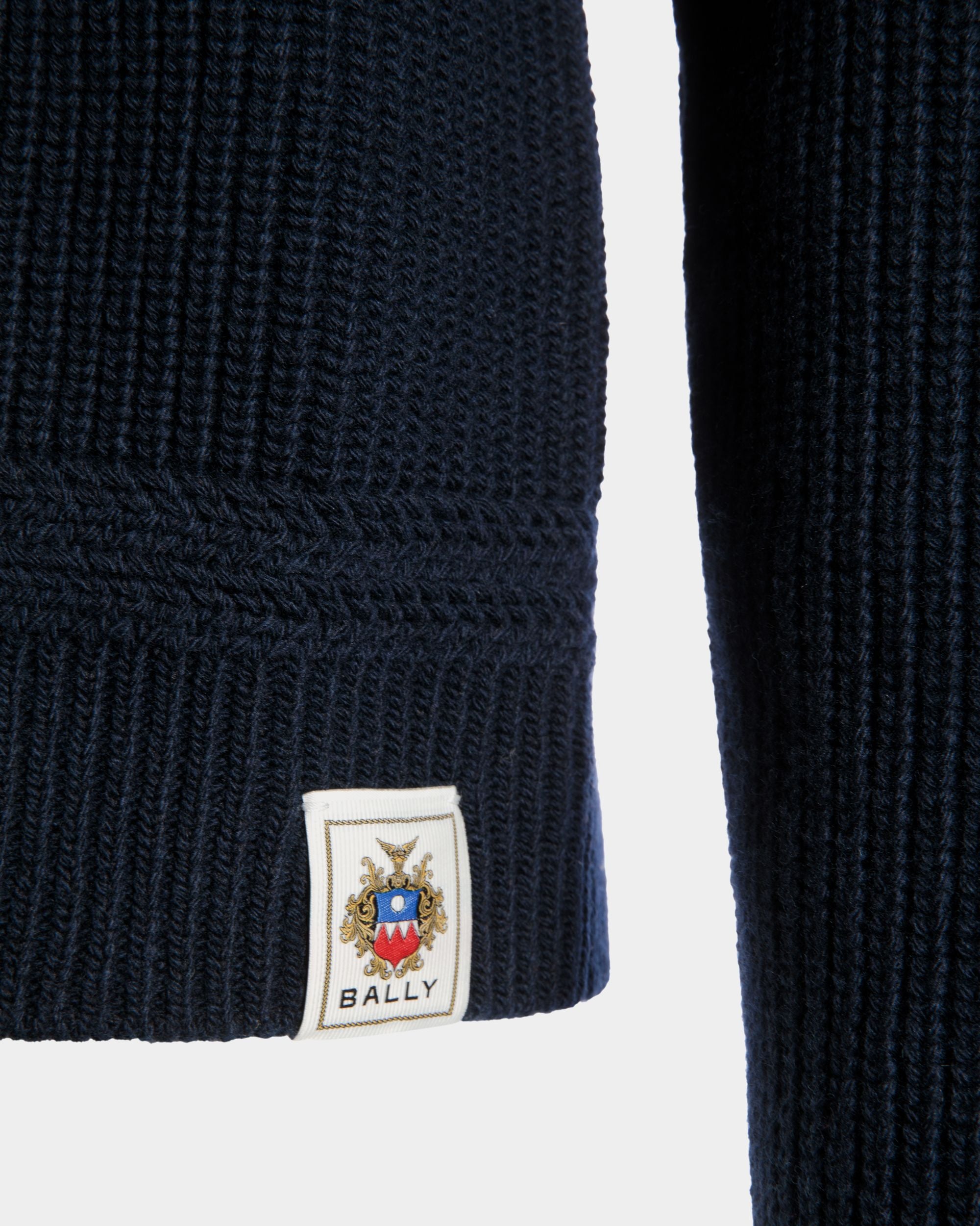 Pullover Girocollo In Lana Navy Blue Con Logo Bally Crest - Uomo - Bally - 05