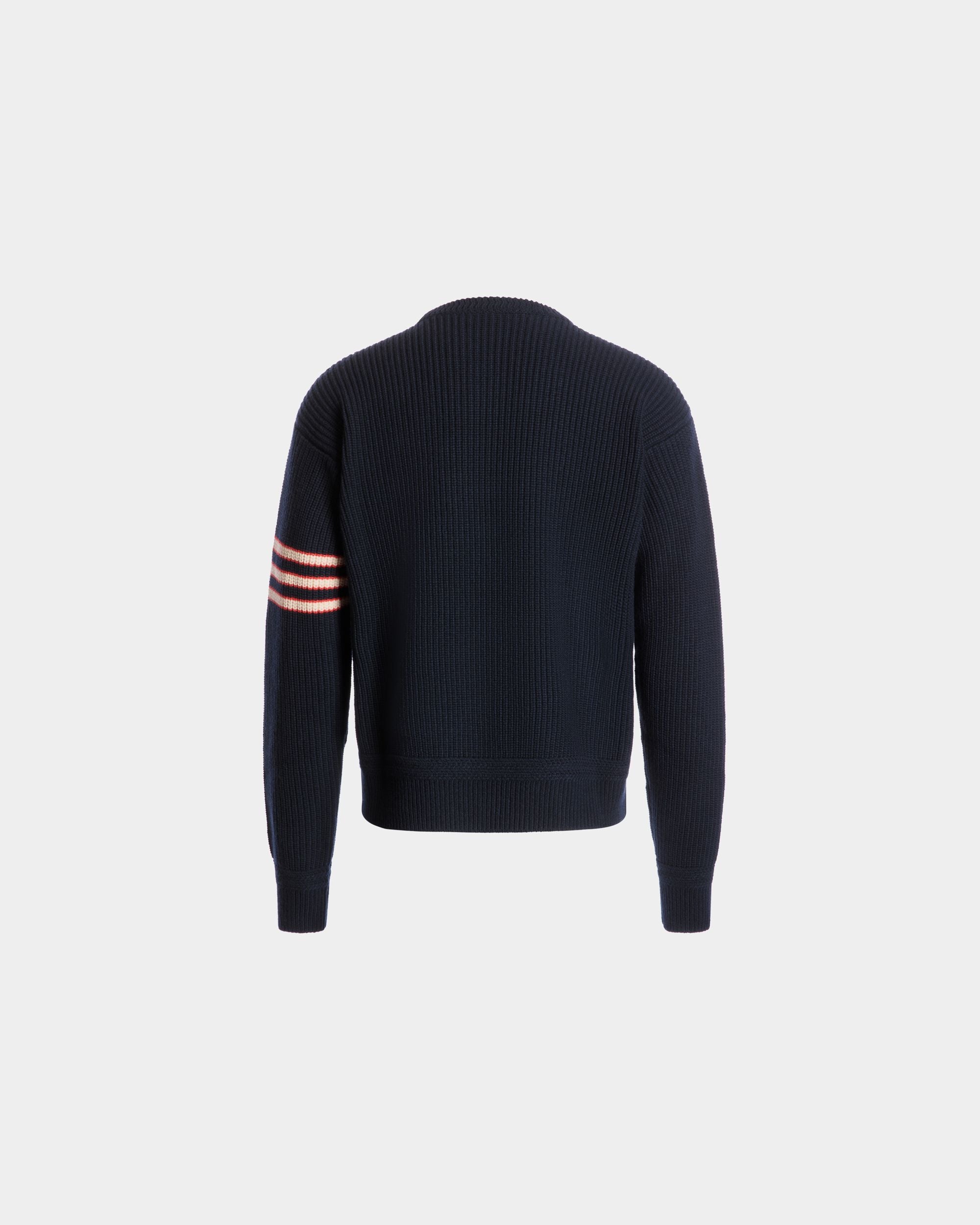 Pullover Girocollo In Lana Navy Blue Con Logo Bally Crest - Uomo - Bally - 08