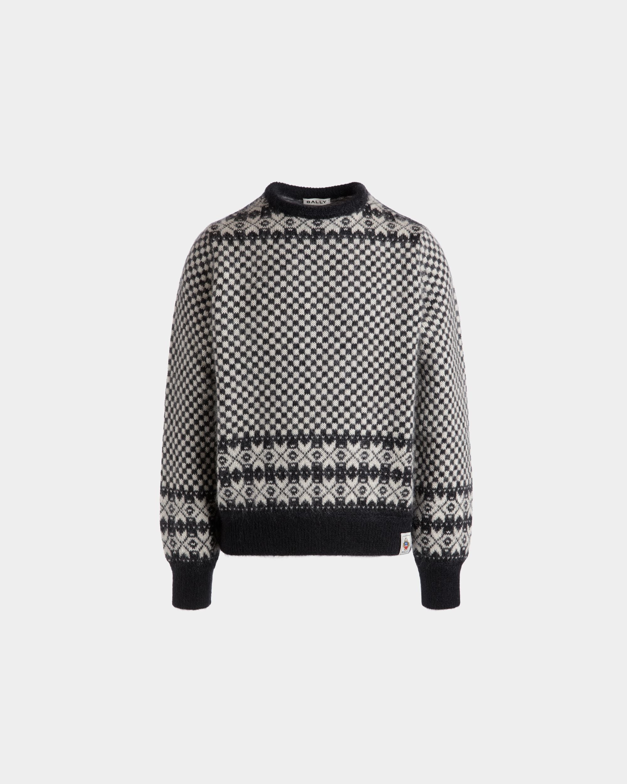 Pullover Girocollo In Mohair E Seta Bianco E Nero - Uomo - Bally - 01