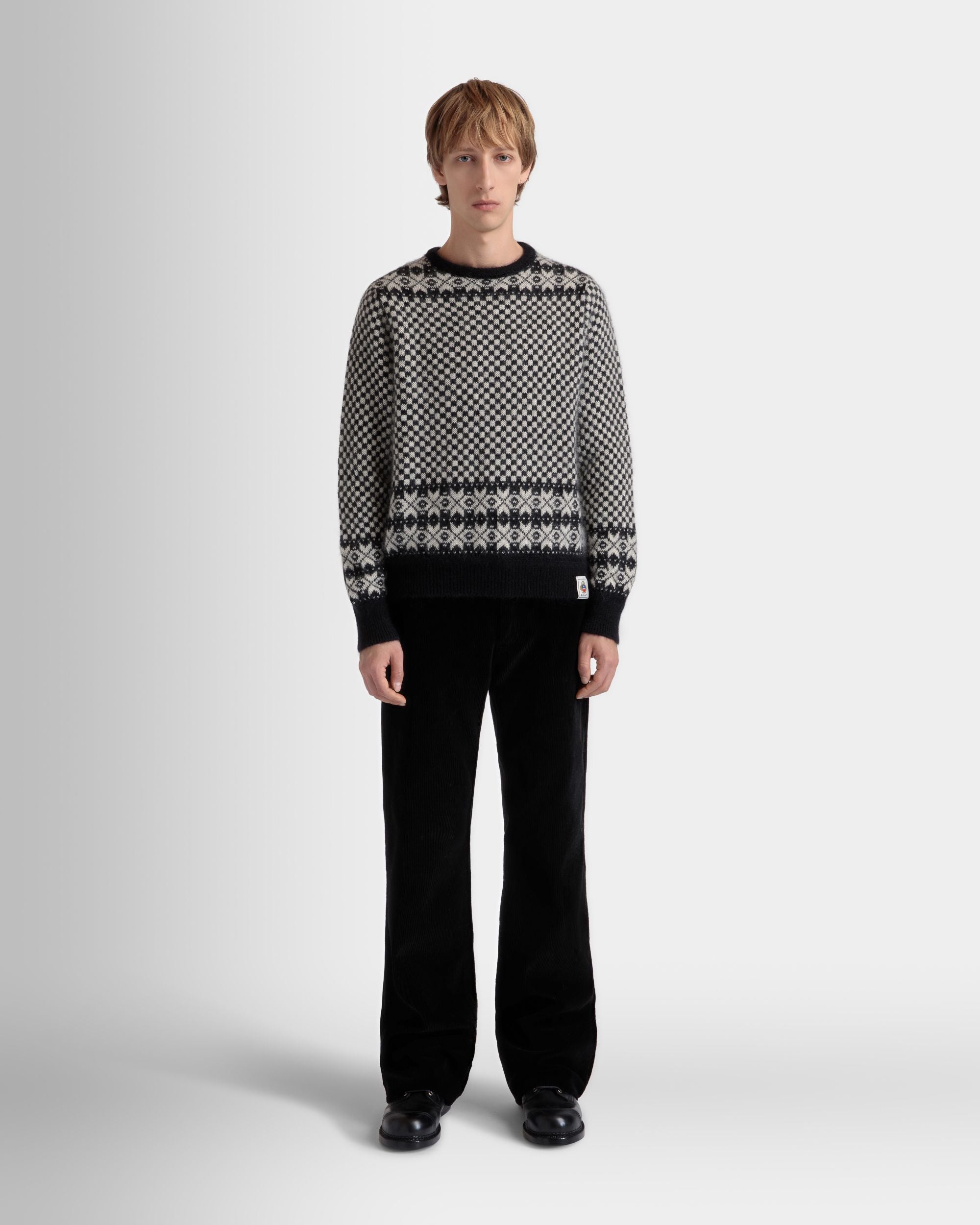 Pullover Girocollo In Mohair E Seta Bianco E Nero - Uomo - Bally - 02