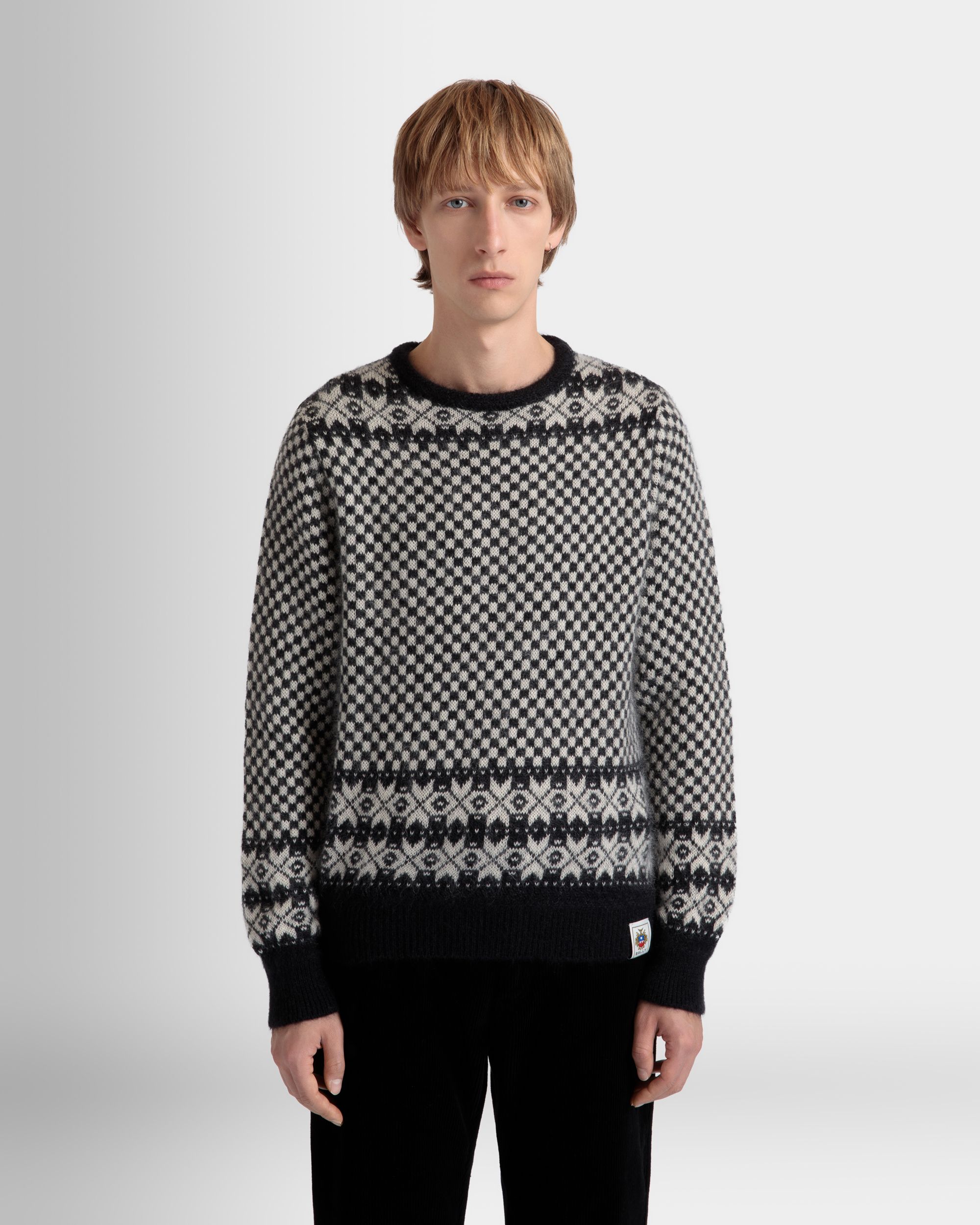 Pullover Girocollo In Mohair E Seta Bianco E Nero - Uomo - Bally - 03