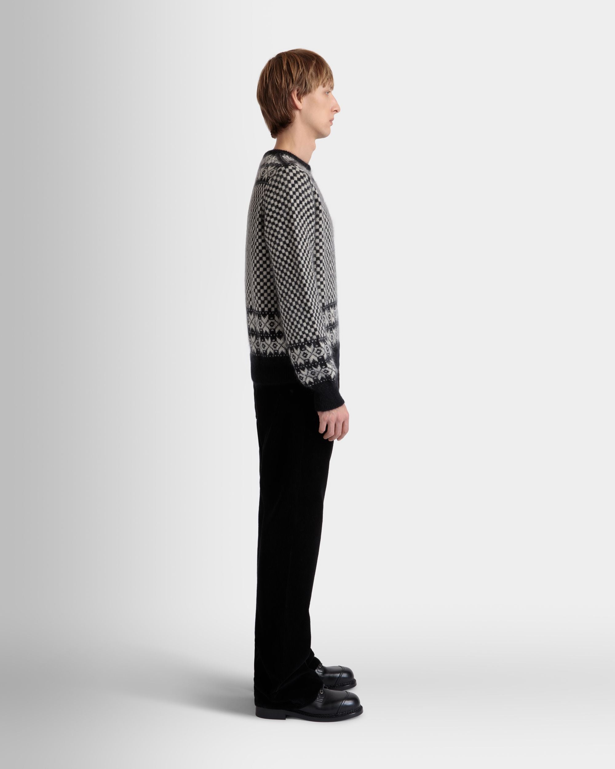 Pullover Girocollo In Mohair E Seta Bianco E Nero - Uomo - Bally - 05