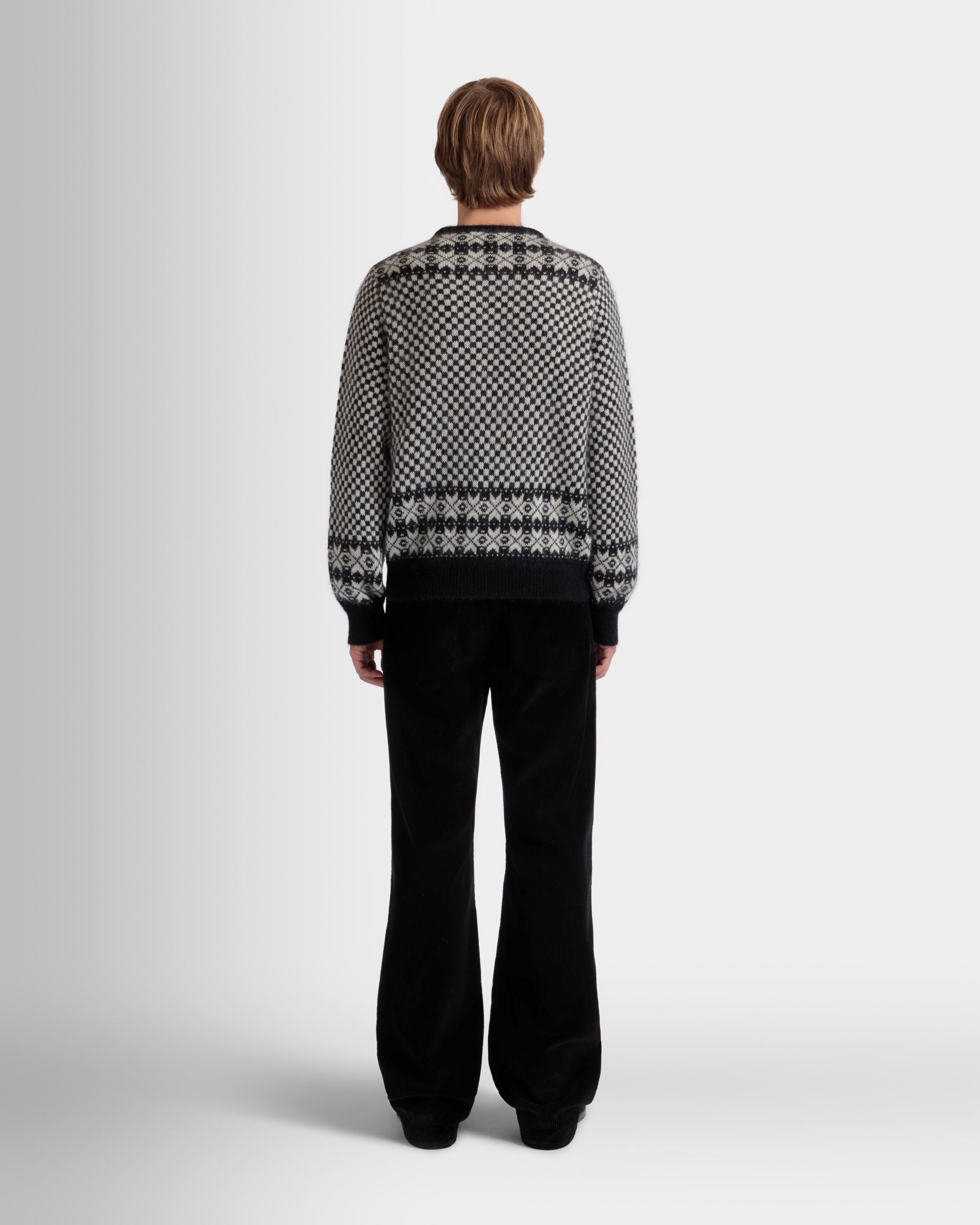 Pullover Girocollo In Mohair E Seta Bianco E Nero - Uomo - Bally - 06