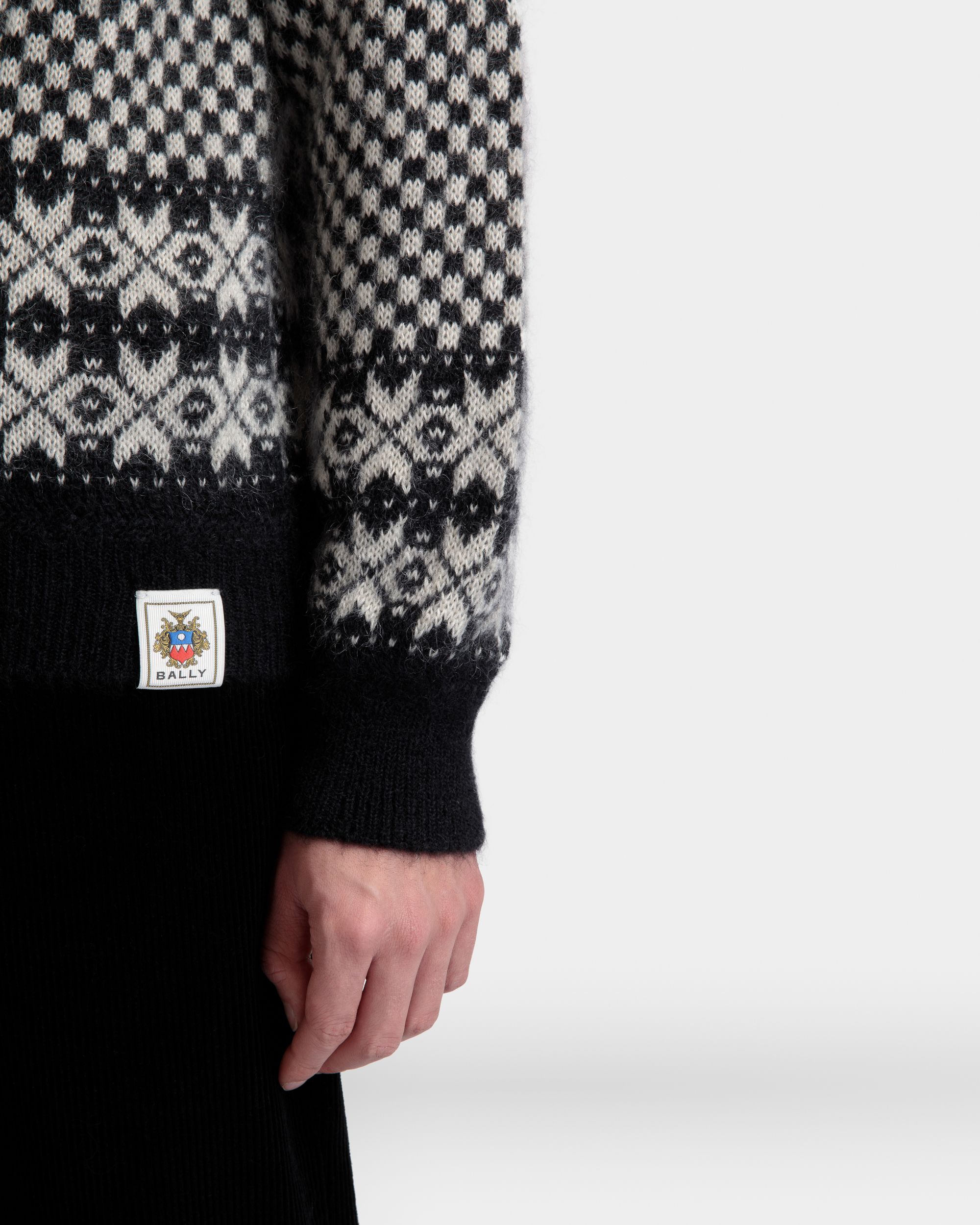 Pullover Girocollo In Mohair E Seta Bianco E Nero - Uomo - Bally - 08