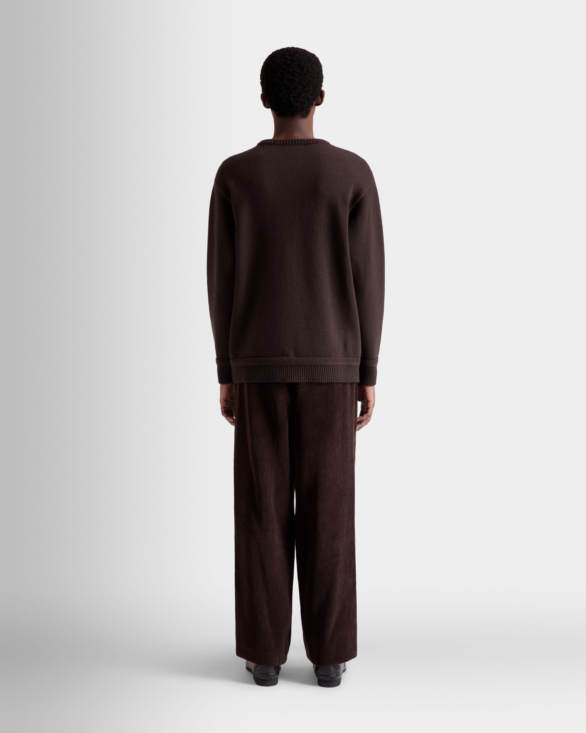 Pullover Girocollo Winter Capsule In Lana Color Ebano Con Ricamo Alpine Flowers - Uomo - Bally - 06