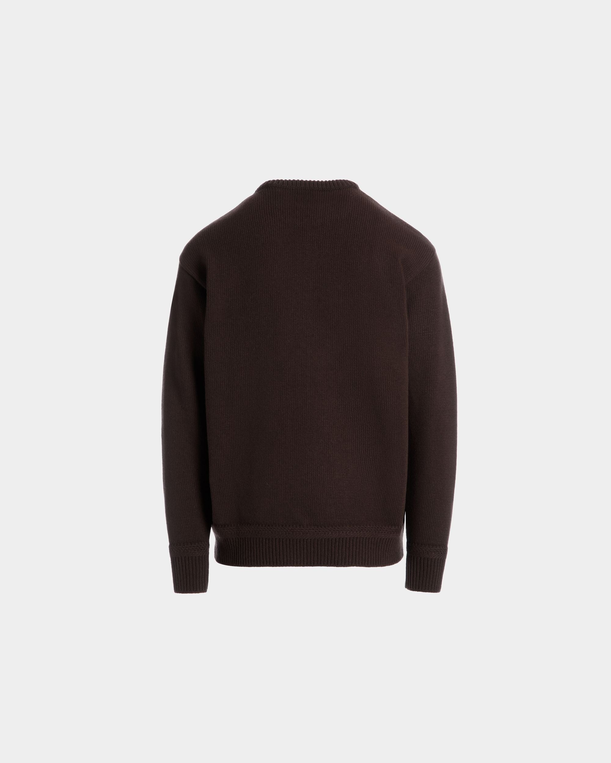 Pullover Girocollo Winter Capsule In Lana Color Ebano Con Ricamo Alpine Flowers - Uomo - Bally - 07