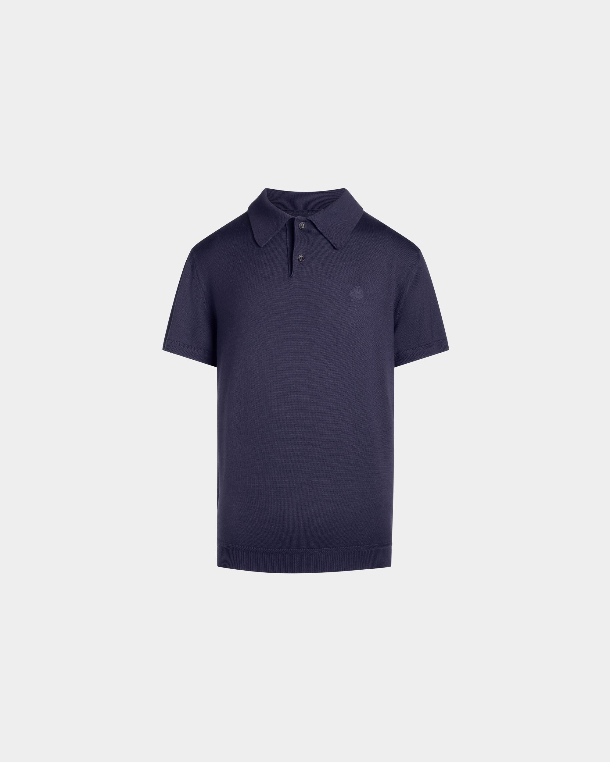 Polo In Lana E Cashmere Navy Blue Con Stemma Crest Ricamato - Uomo - Bally - 01