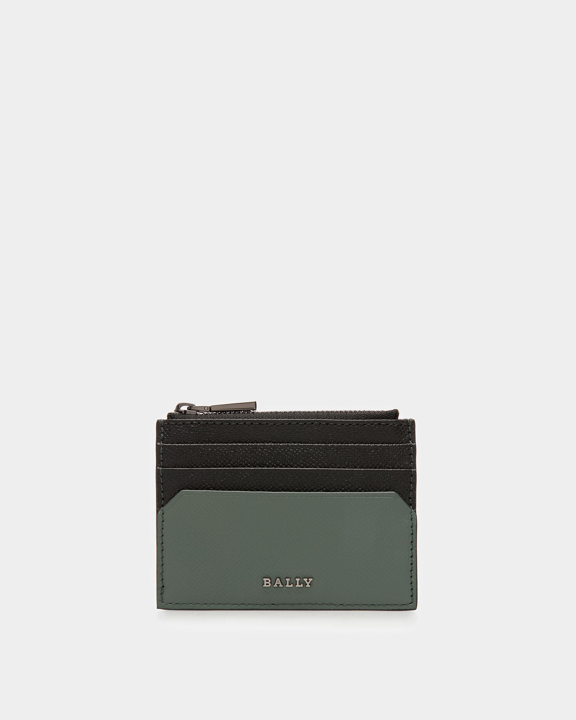 Byrion Portacarte Business In Pelle Nera E Verde Salvia - Uomo - Bally - 01