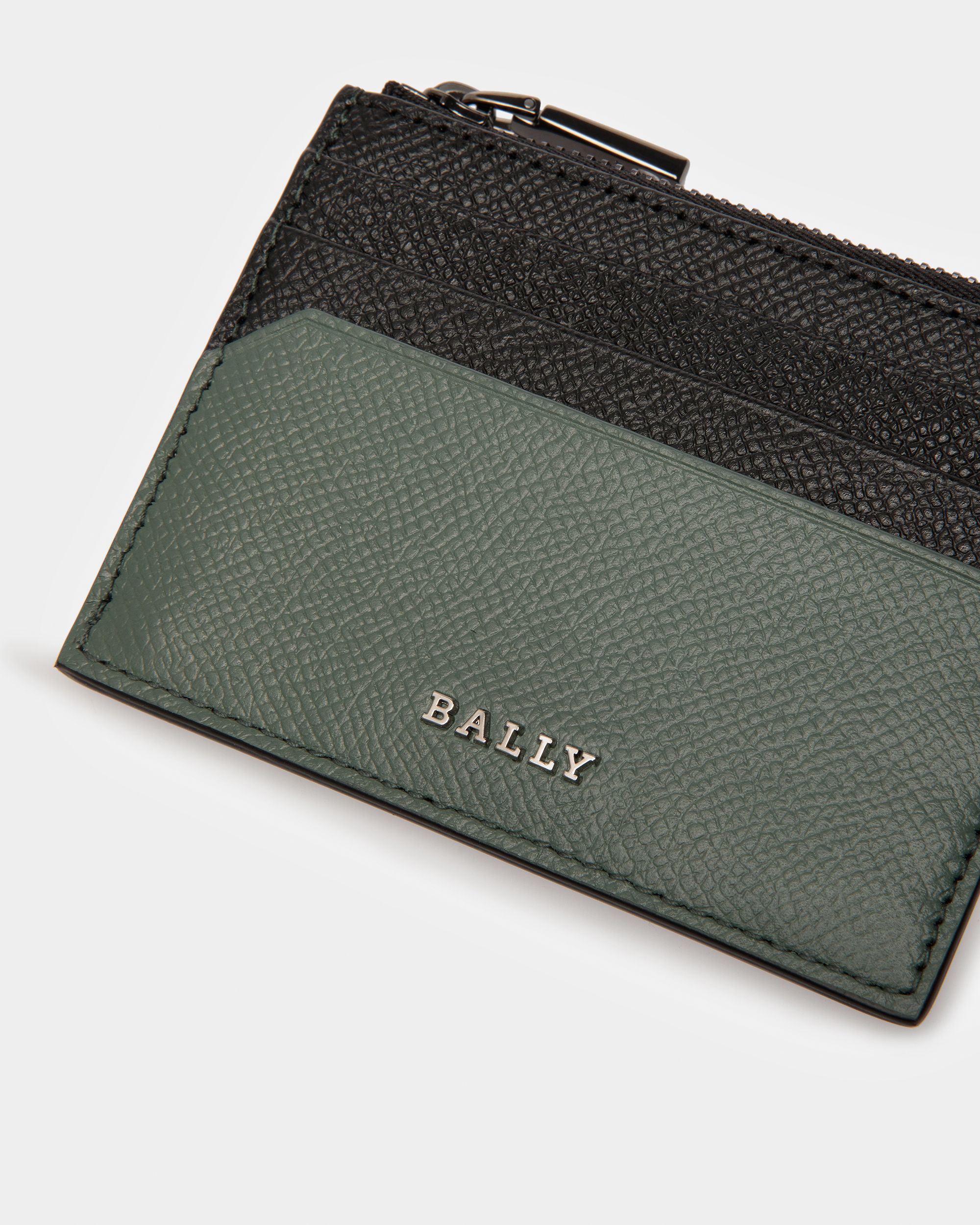 Byrion Portacarte Business In Pelle Nera E Verde Salvia - Uomo - Bally - 03