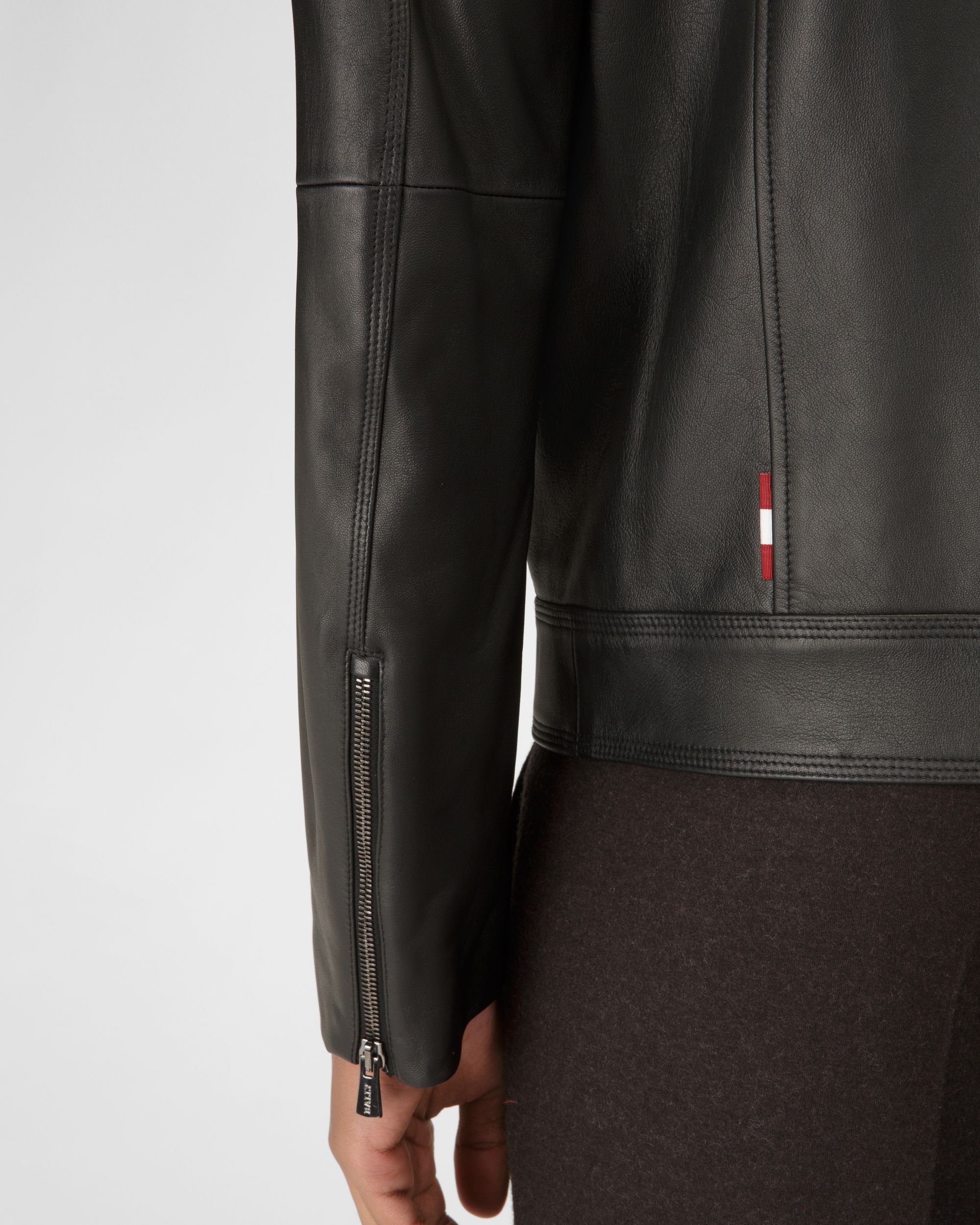 Giacca Con Collo Alto In Pelle Nera - Uomo - Bally - 03