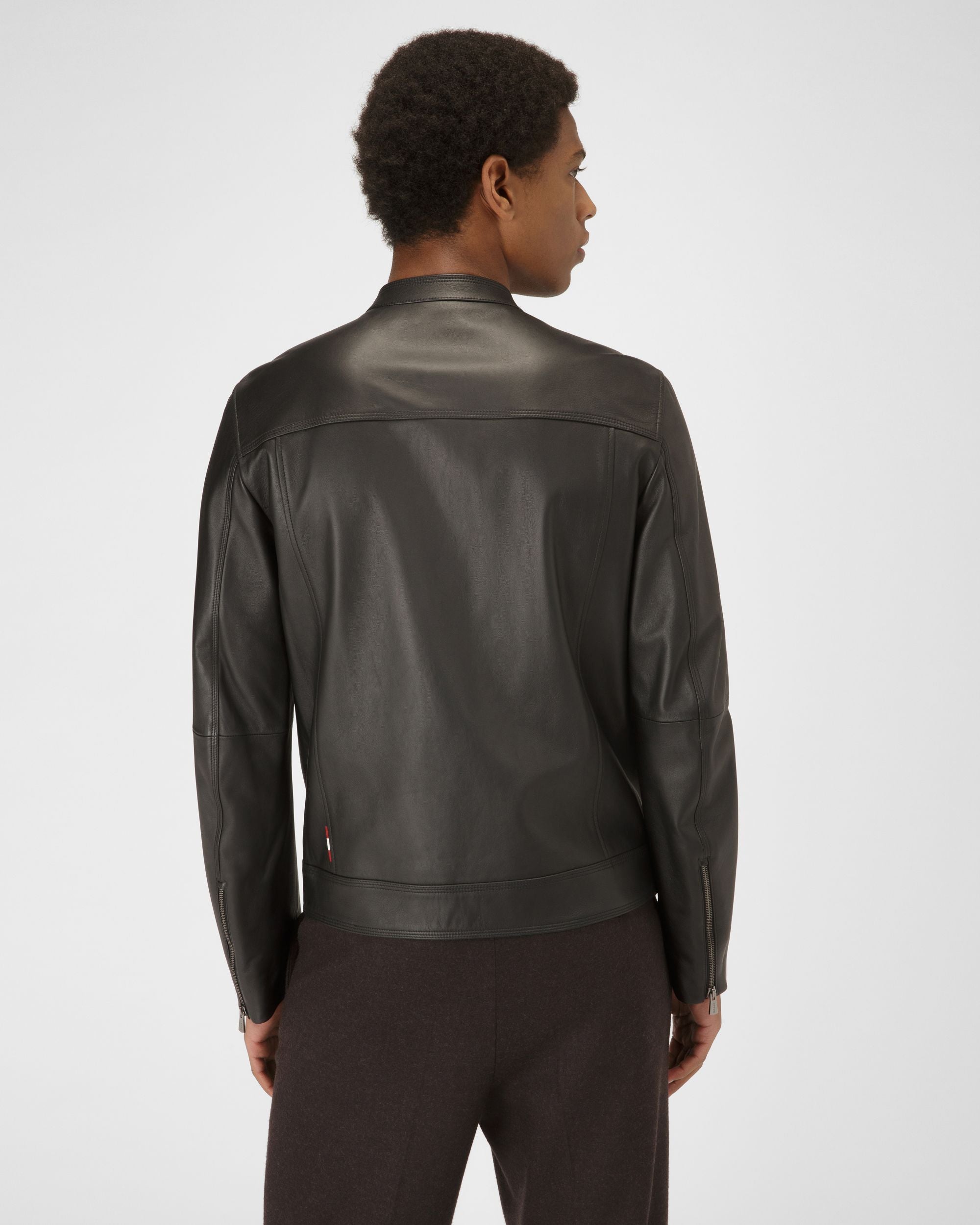 Giacca Con Collo Alto In Pelle Nera - Uomo - Bally - 04