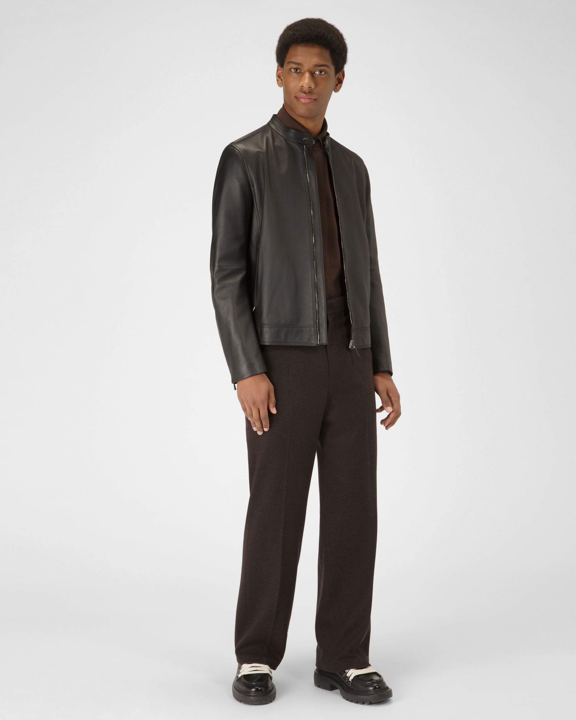 Giacca Con Collo Alto In Pelle Nera - Uomo - Bally - 05
