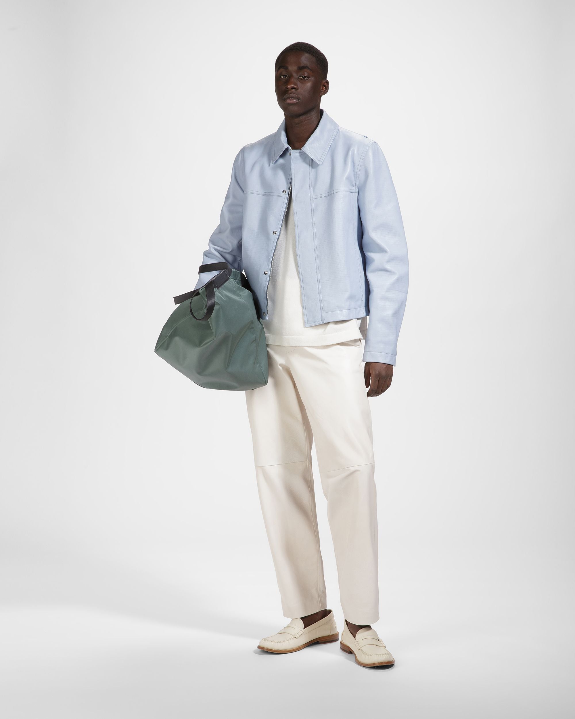 Giacca In Pelle Azzurra - Uomo - Bally - 04