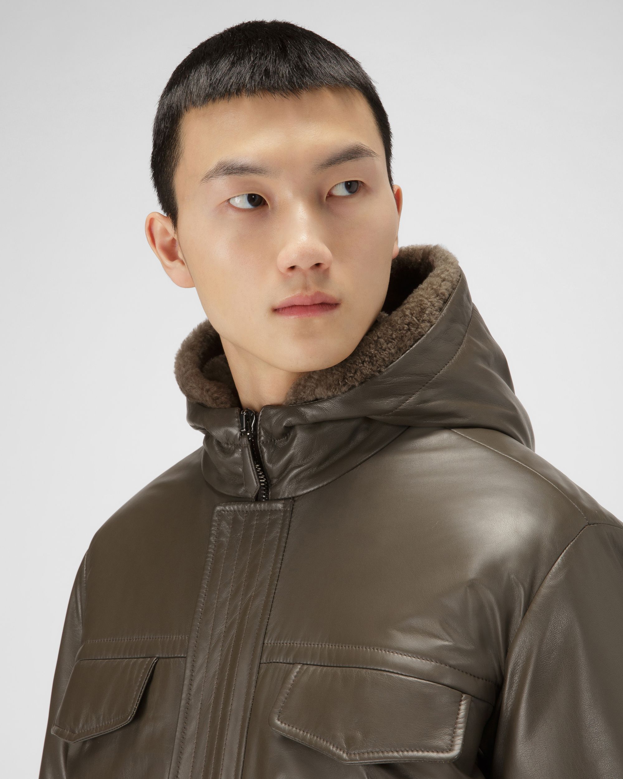 Parka Imbottito In Pelle Marrone - Uomo - Bally - 02