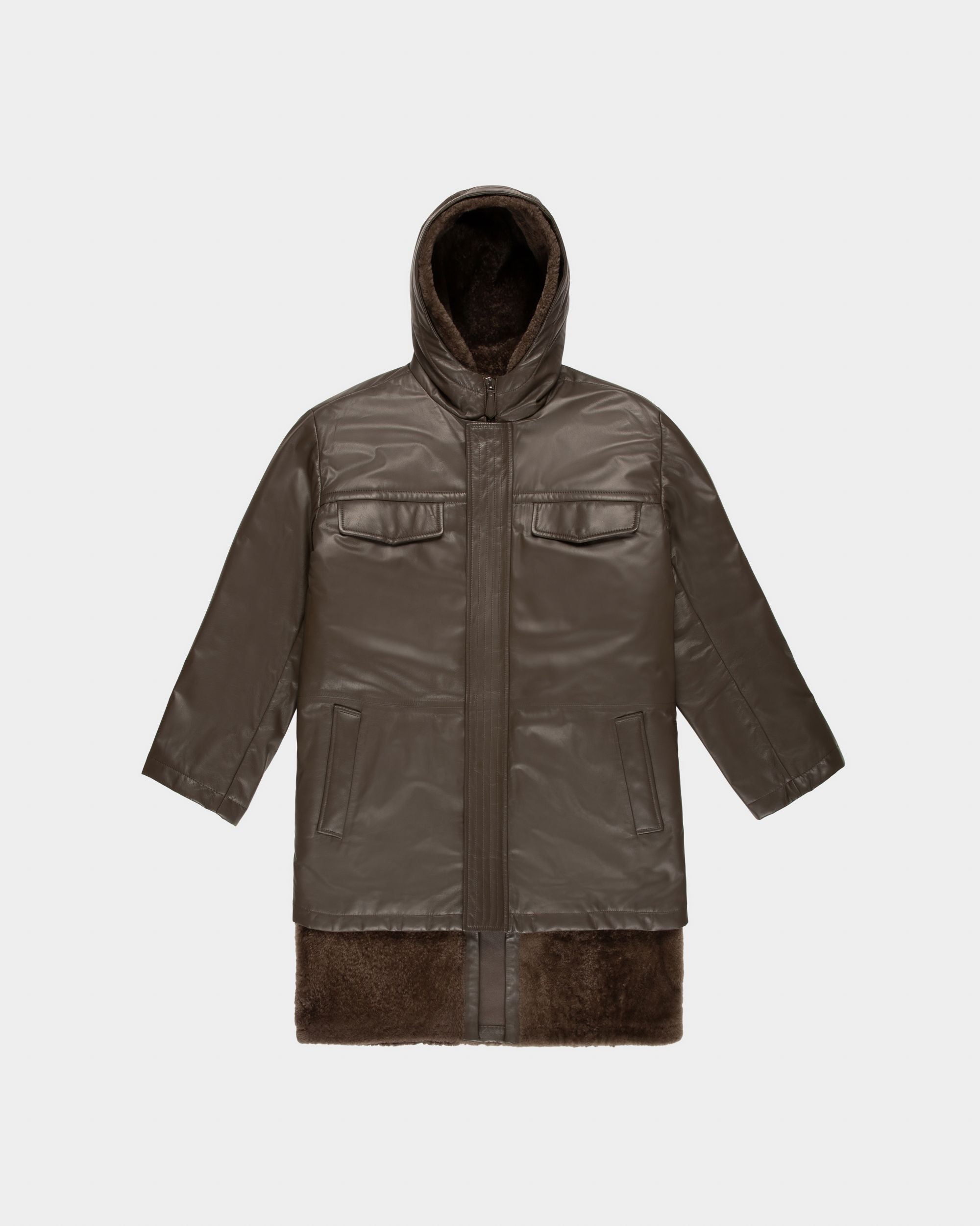Parka Imbottito In Pelle Marrone - Uomo - Bally - 04