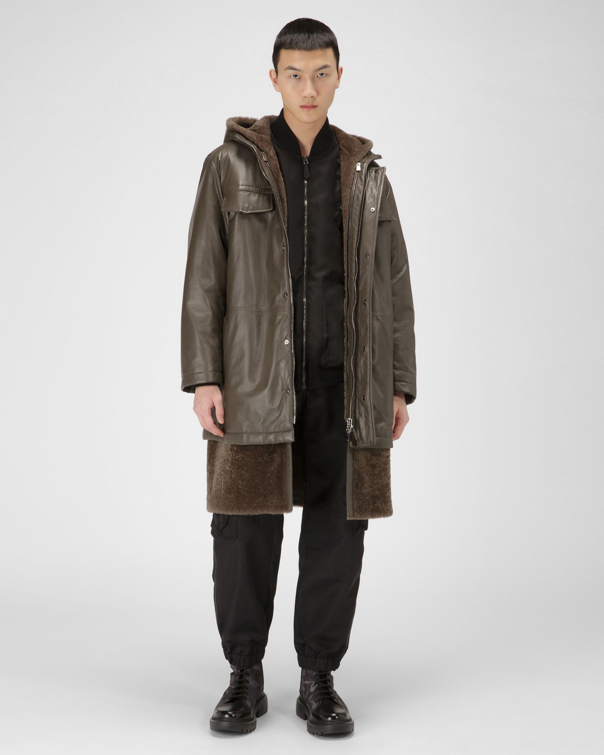 Parka Imbottito In Pelle Marrone - Uomo - Bally - 07
