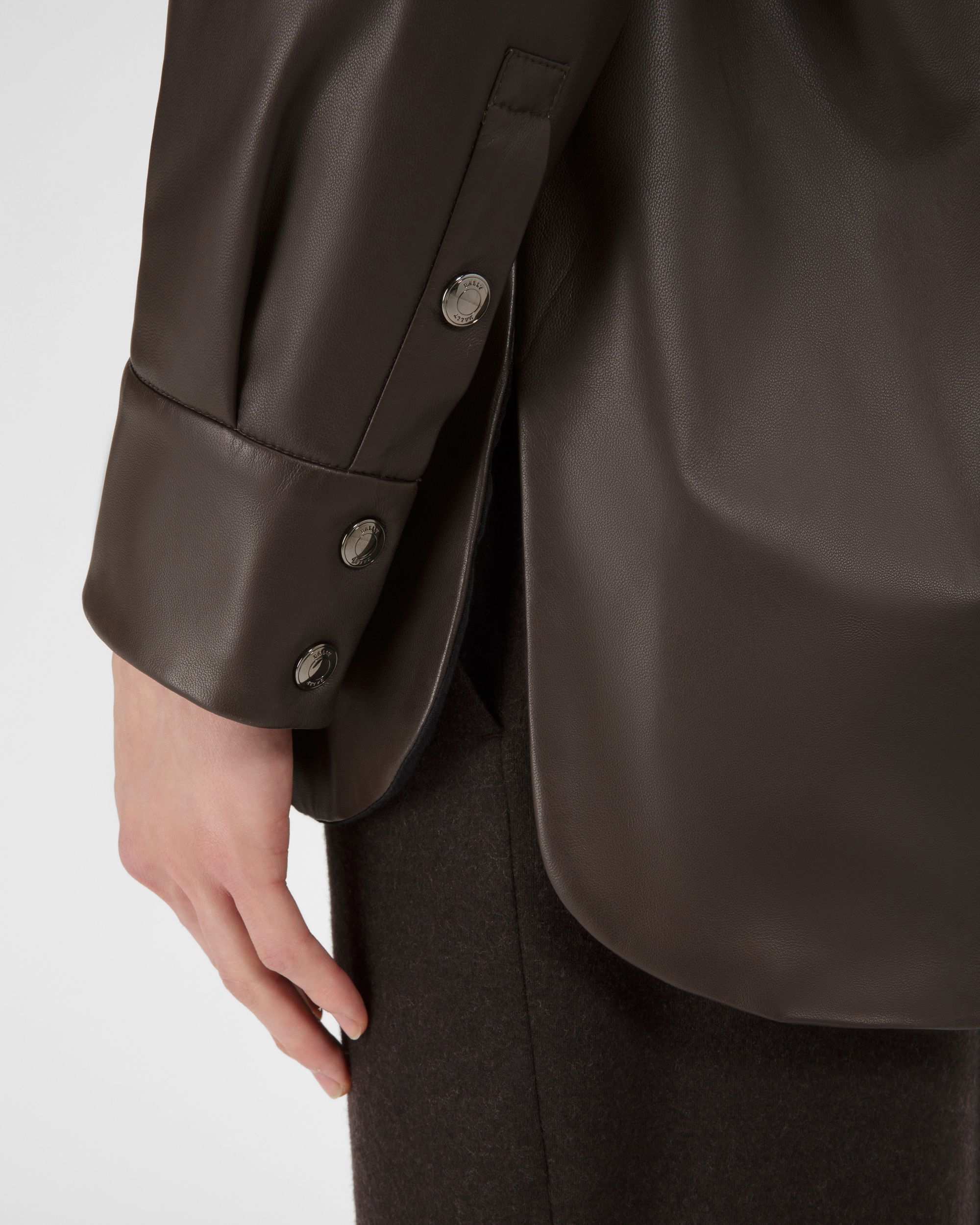 Giacca Con Zip In Pelle Marrone Ebano - Uomo - Bally - 02