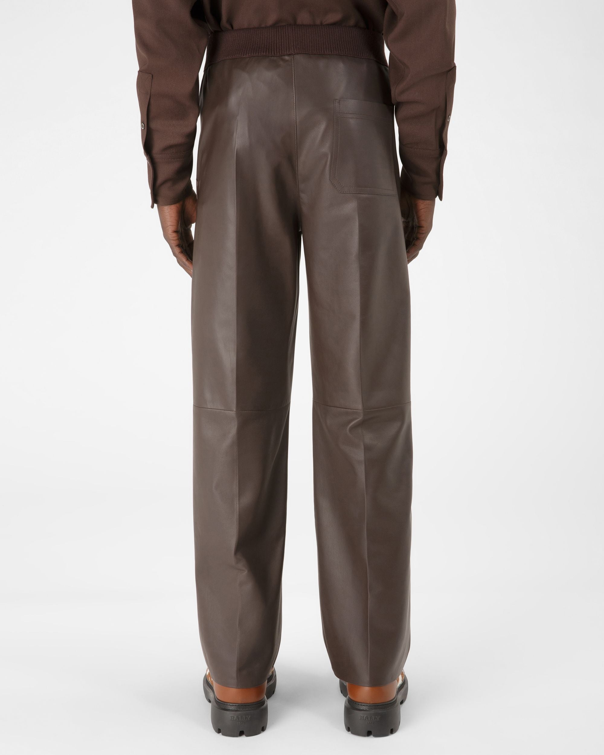 Pantaloni In Pelle Marrone Ebano - Uomo - Bally - 03