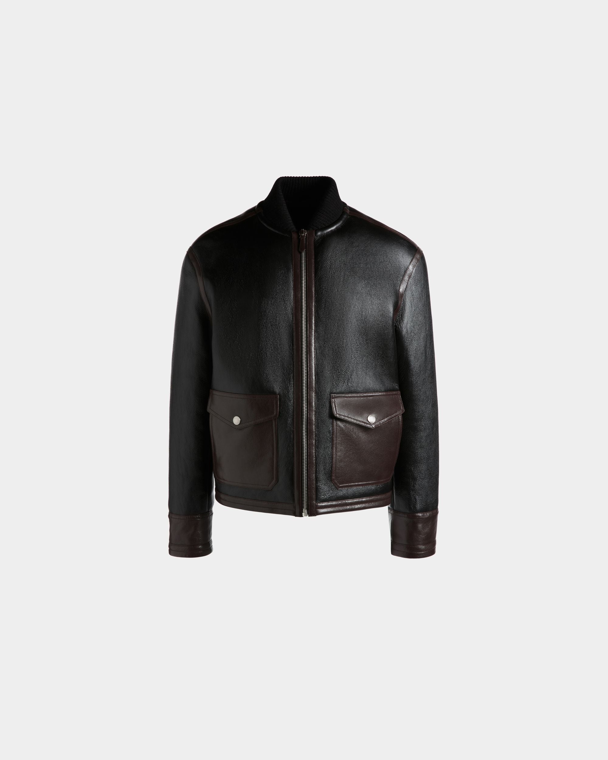 Bomber In Pelle Nera Con Fodera In Shearling - Uomo - Bally - 01