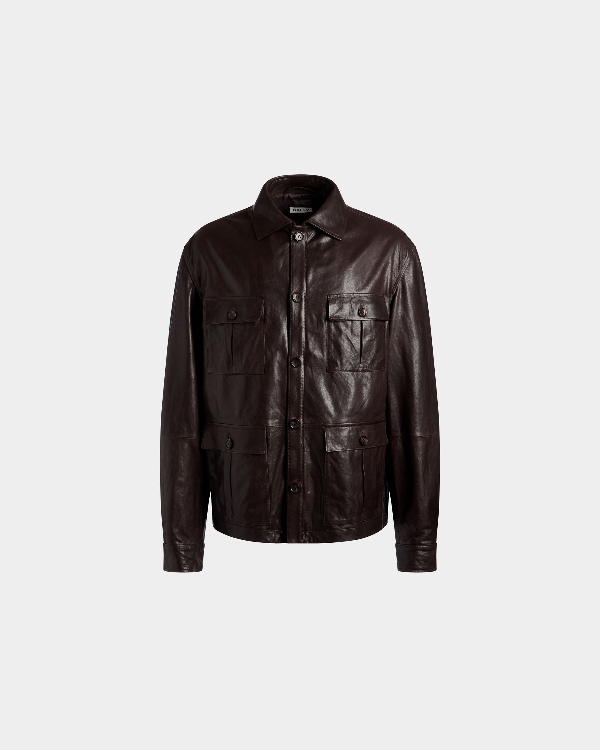 Giacca Sahariana In Pelle Color Ebano - Uomo - Bally - 01