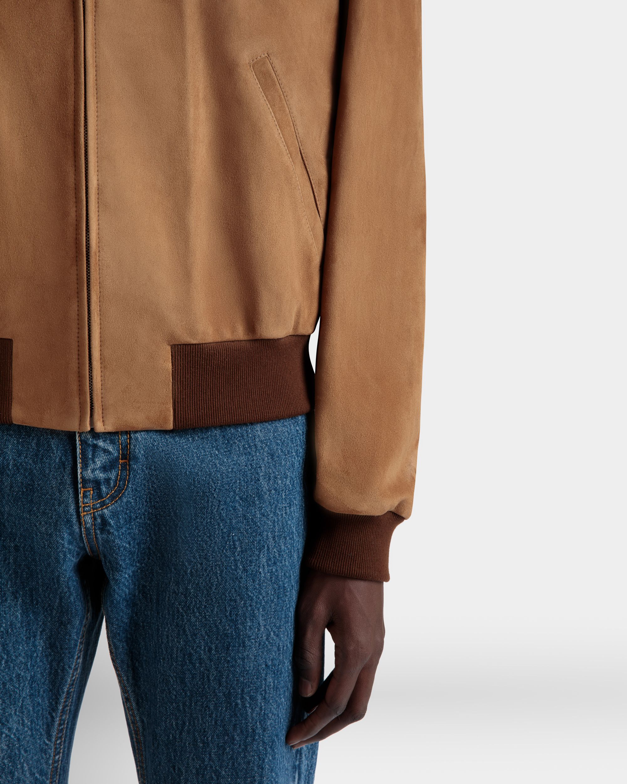 Bomber In Pelle Scamosciata Marrone - Uomo - Bally - 03