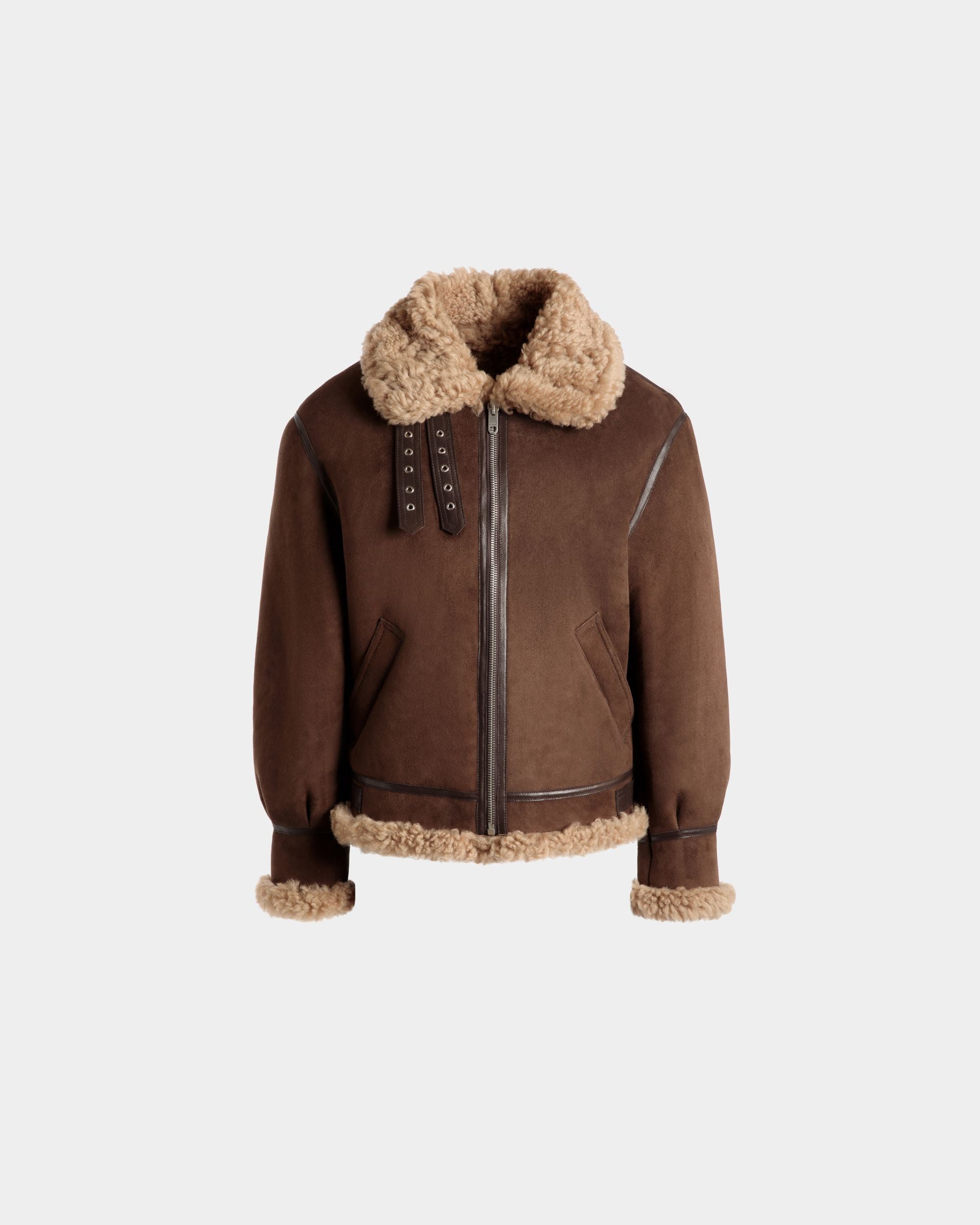 Giacca Aviator In Shearling Marrone E Beige - Uomo - Bally - 01