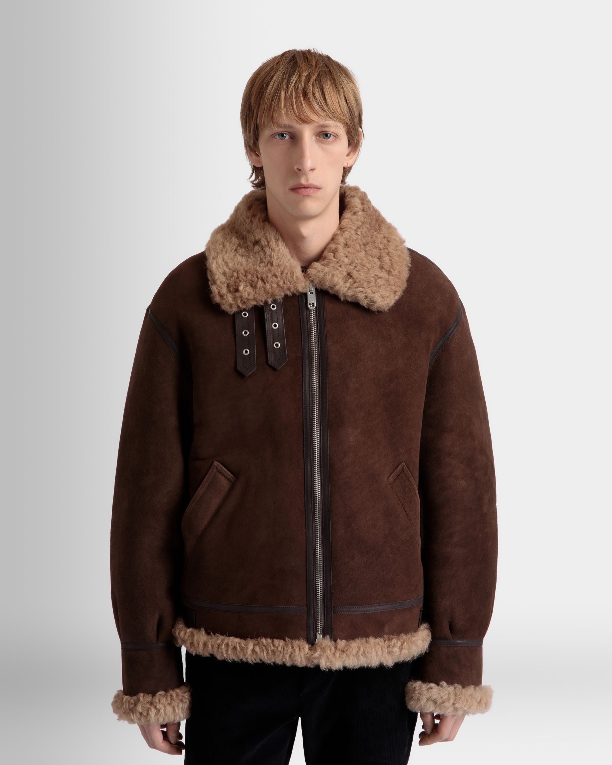 Giacca Aviator In Shearling Marrone E Beige - Uomo - Bally - 03