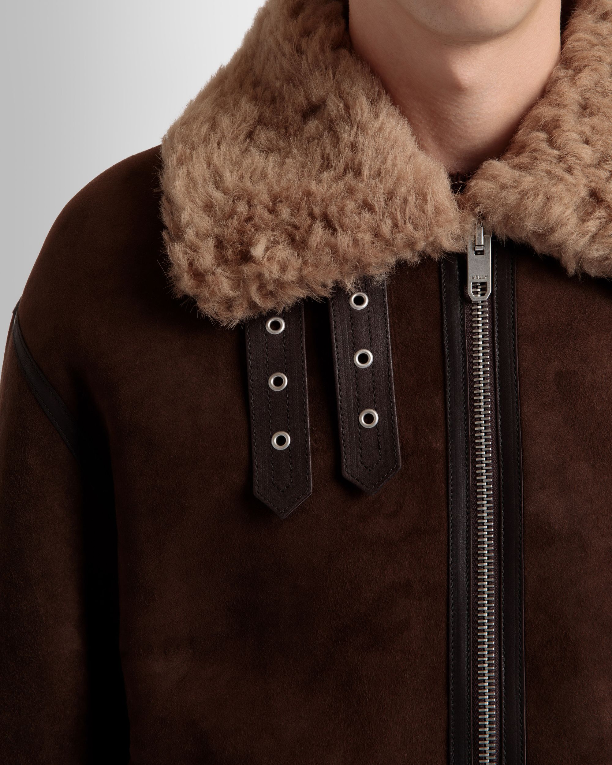Giacca Aviator In Shearling Marrone E Beige - Uomo - Bally - 04