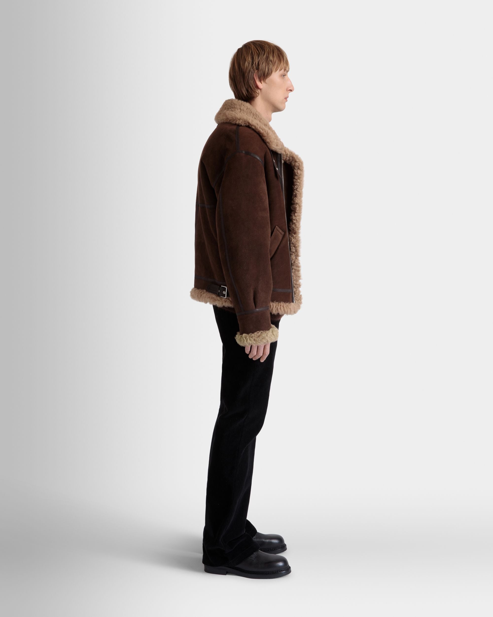 Giacca Aviator In Shearling Marrone E Beige - Uomo - Bally - 05
