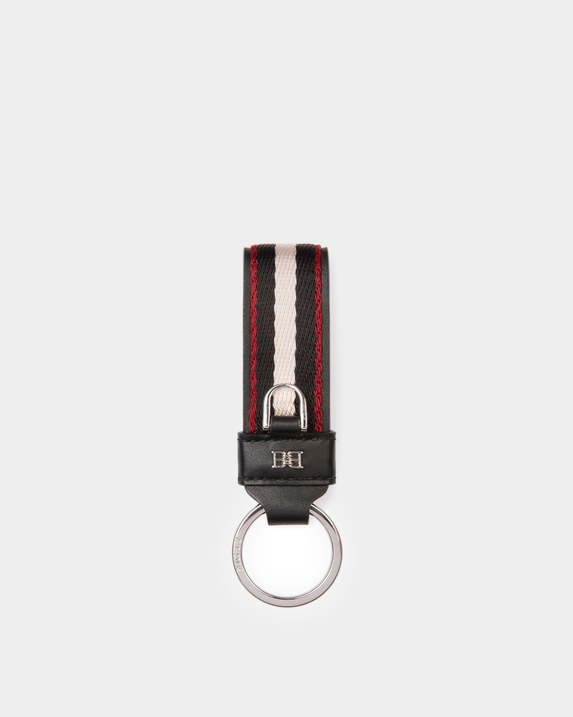 Baronn Portachiavi In Tessuto E Pelle Di Colore Nero, Avorio E Rosso - Uomo - Bally - 01