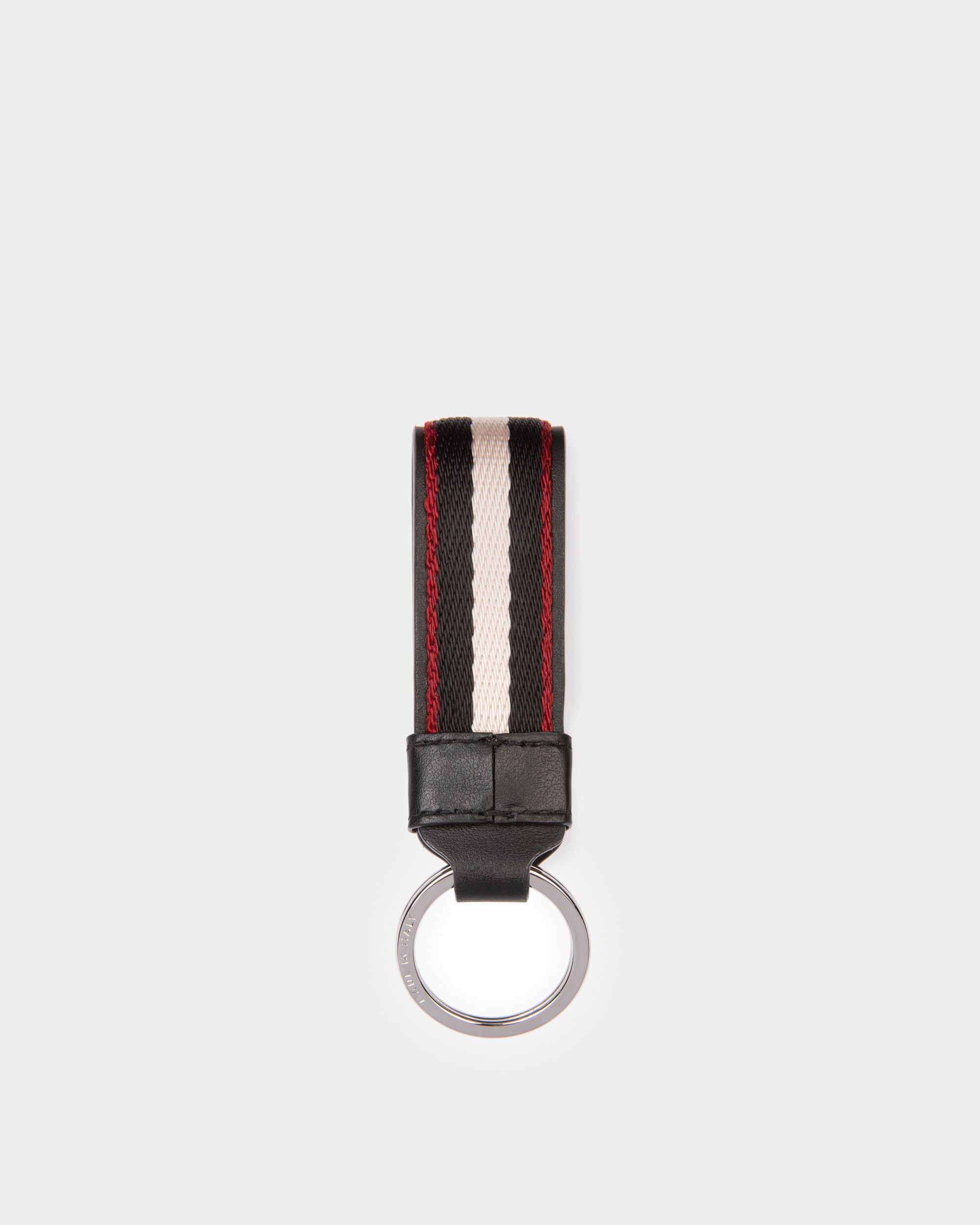 Baronn Portachiavi In Tessuto E Pelle Di Colore Nero, Avorio E Rosso - Uomo - Bally - 02