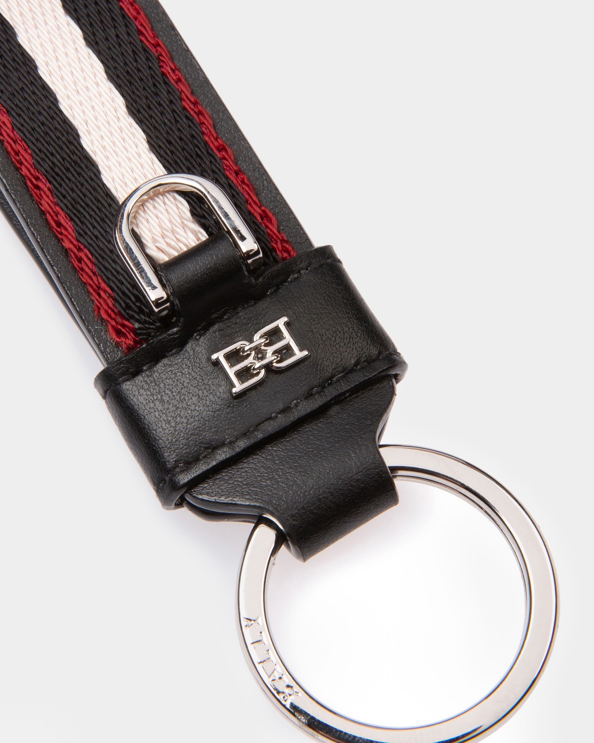 Baronn Portachiavi In Tessuto E Pelle Di Colore Nero, Avorio E Rosso - Uomo - Bally - 03