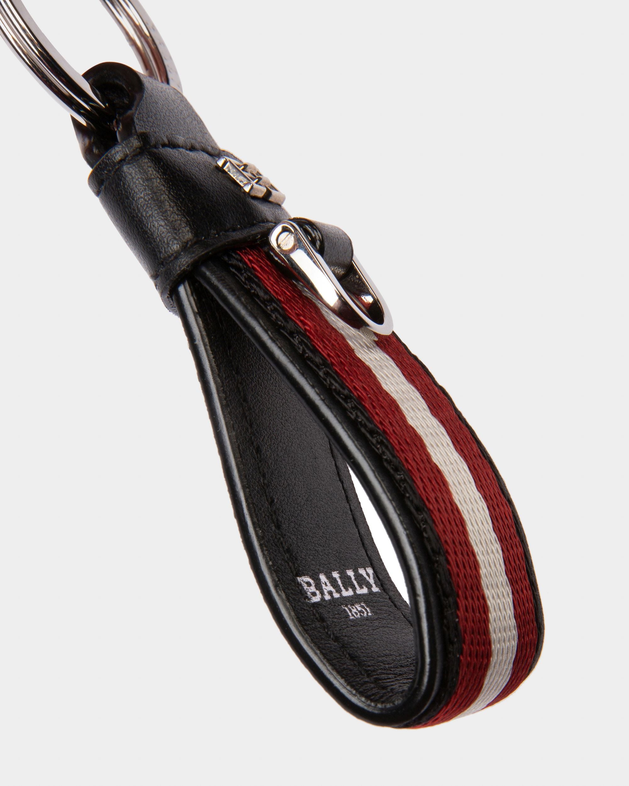 Baronn Portachiavi In Tessuto E Pelle Di Colore Rosso, Avorio E Nero - Uomo - Bally - 03
