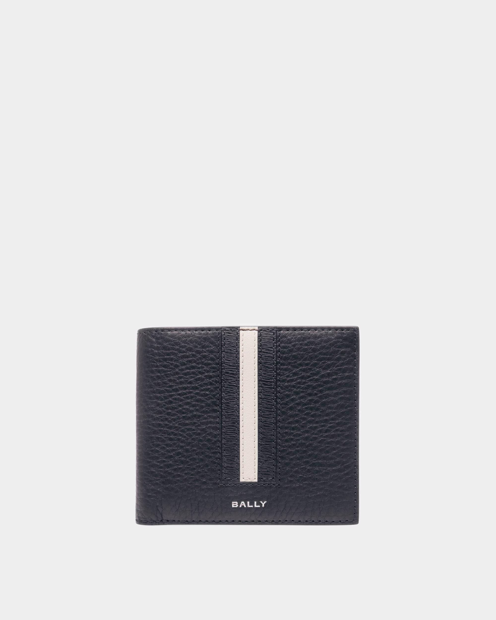 Portafoglio Con Portacarte E Portamonete Ribbon In Pelle Blu Scuro - Uomo - Bally - 01