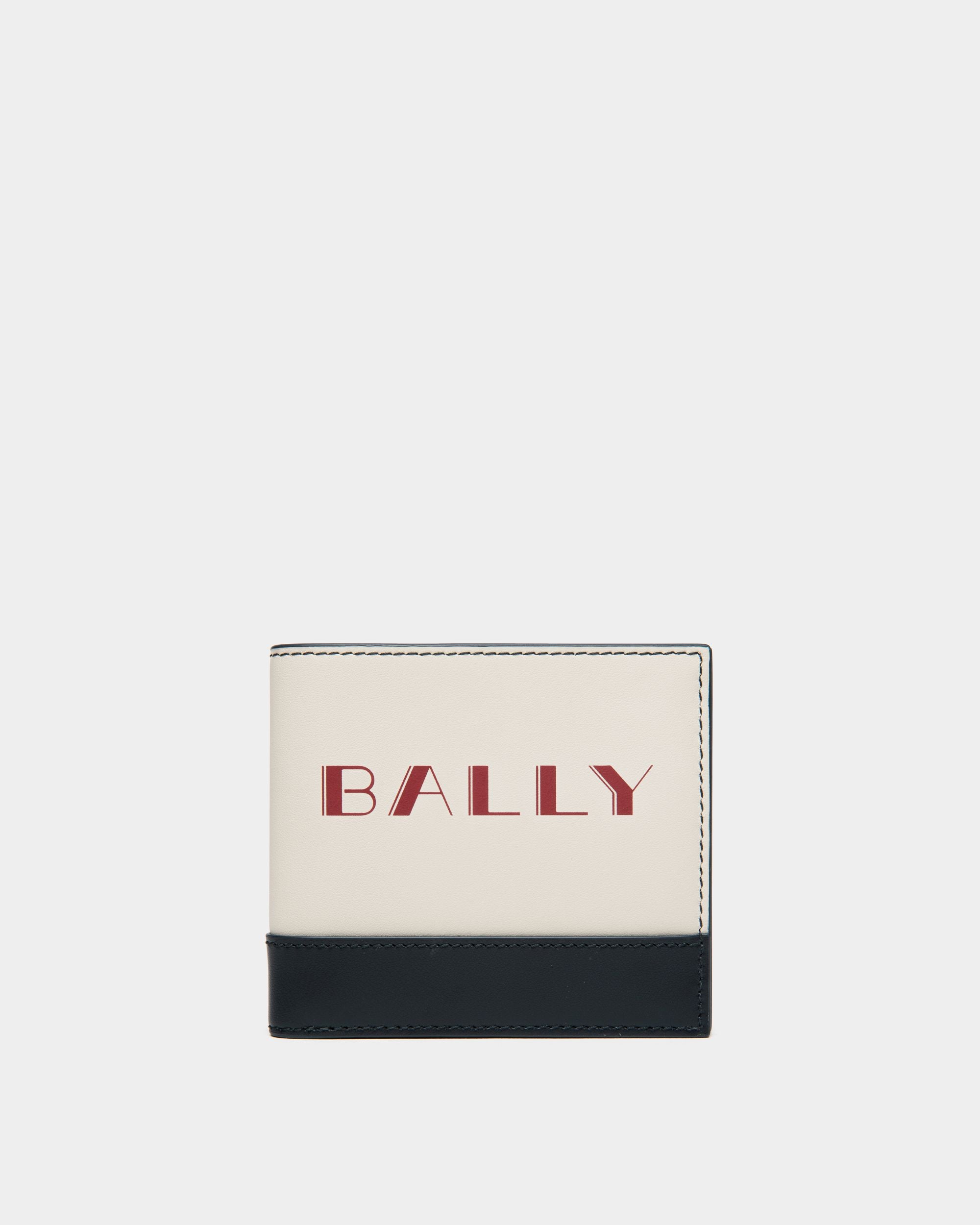 Portafoglio A Libro Summer Capsule In Pelle Bianca E Navy Blue - Uomo - Bally - 01
