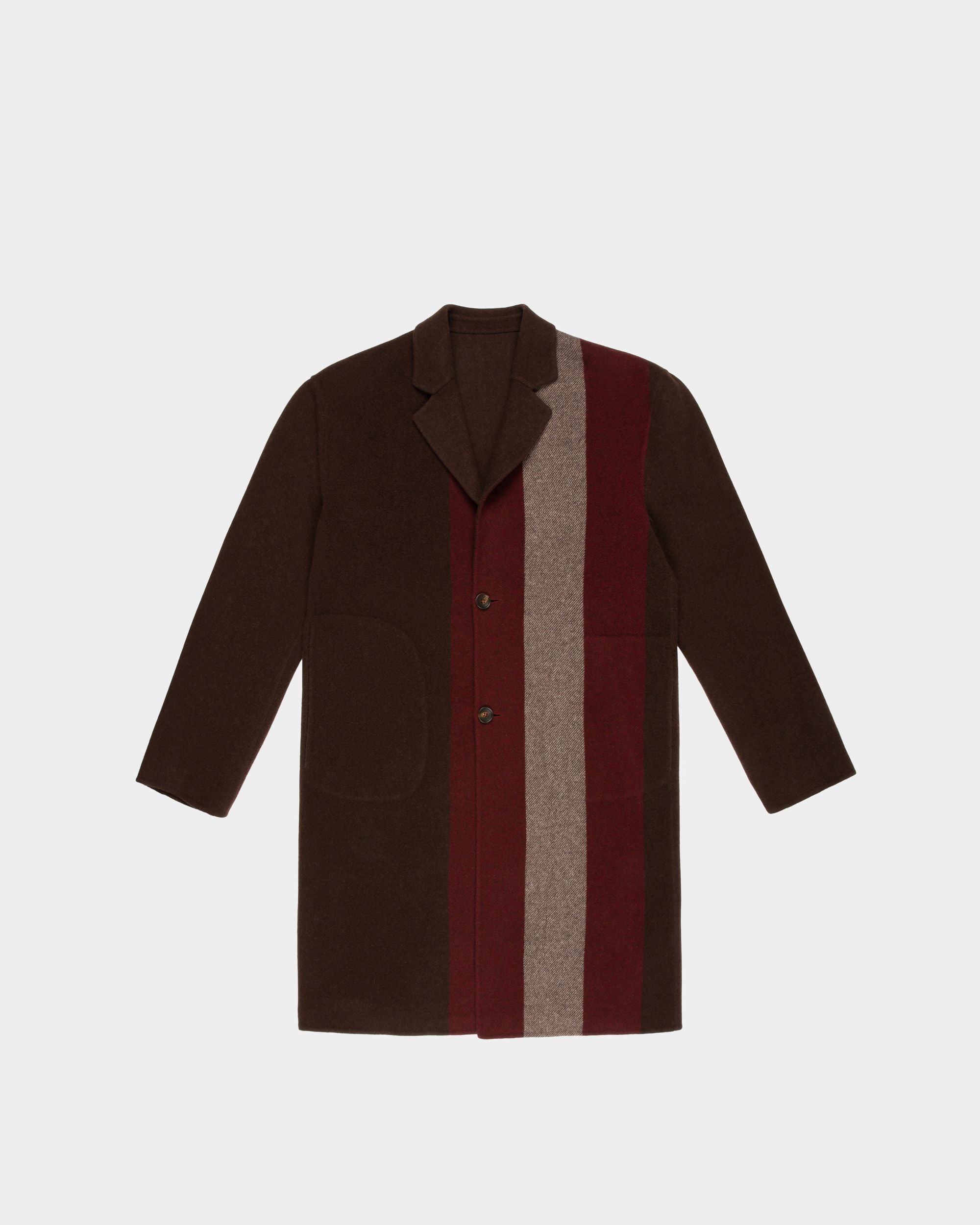 Cappotto Bally Stripe In Misto Lana Marrone Scuro - Uomo - Bally - 01