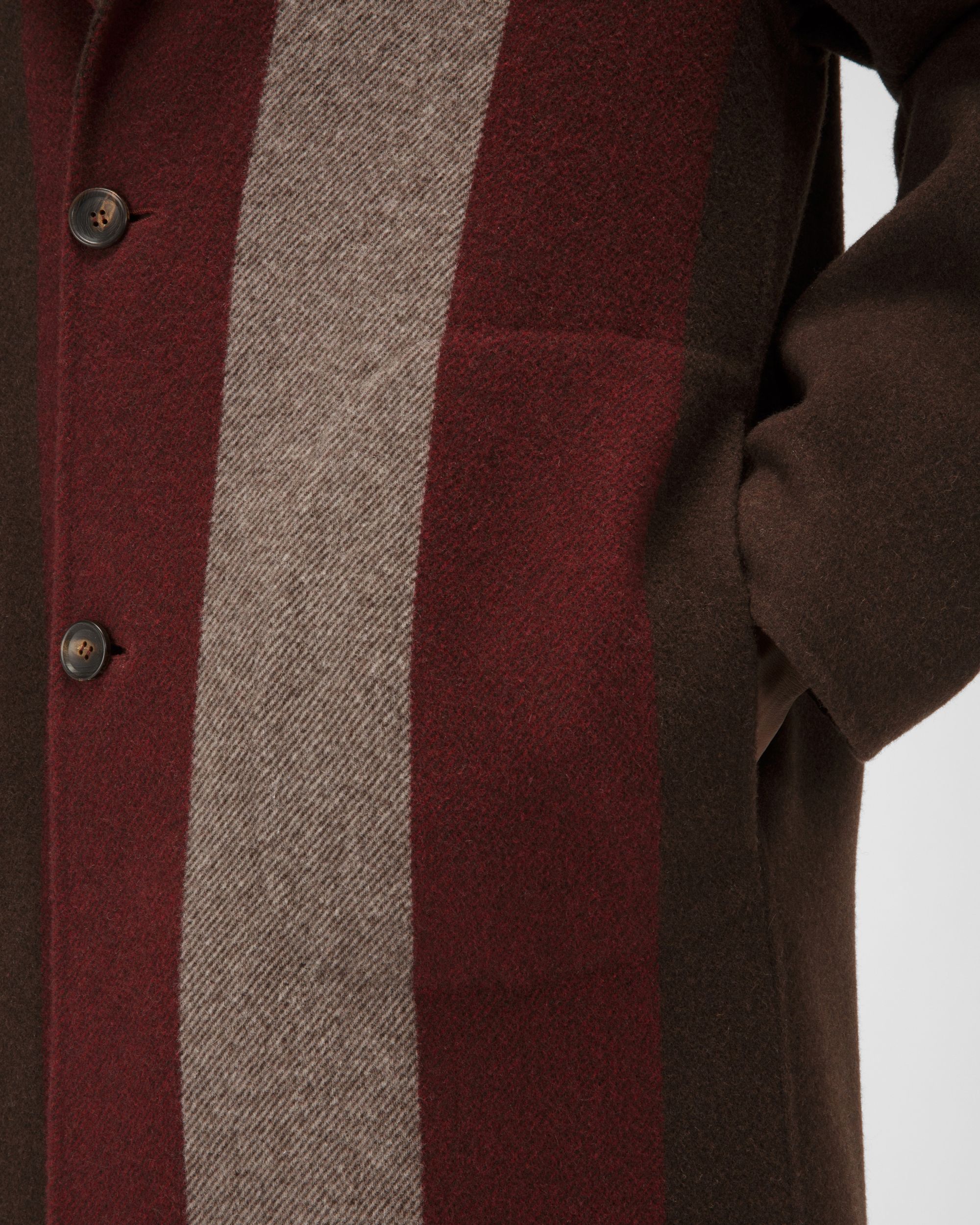 Cappotto Bally Stripe In Misto Lana Marrone Scuro - Uomo - Bally - 02