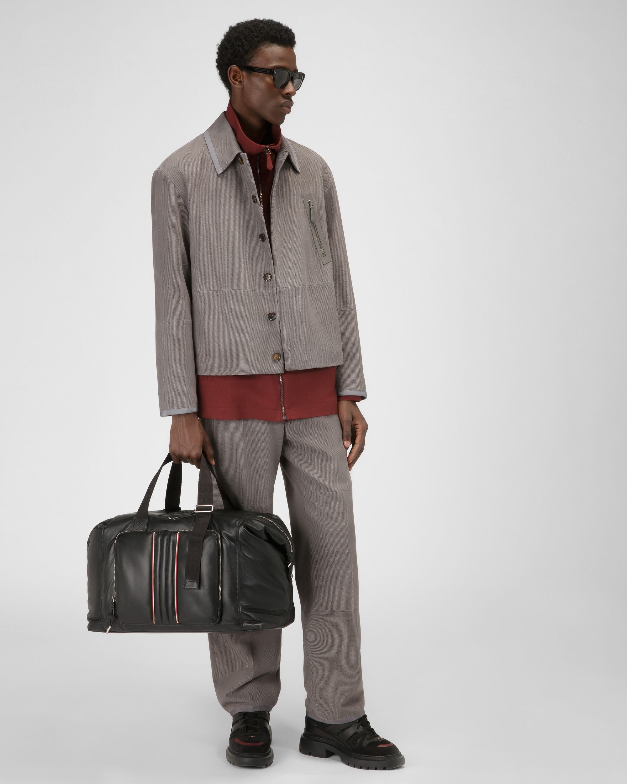 Bomber In Lana Rosso Antico Con Tasche In Pelle - Uomo - Bally - 05