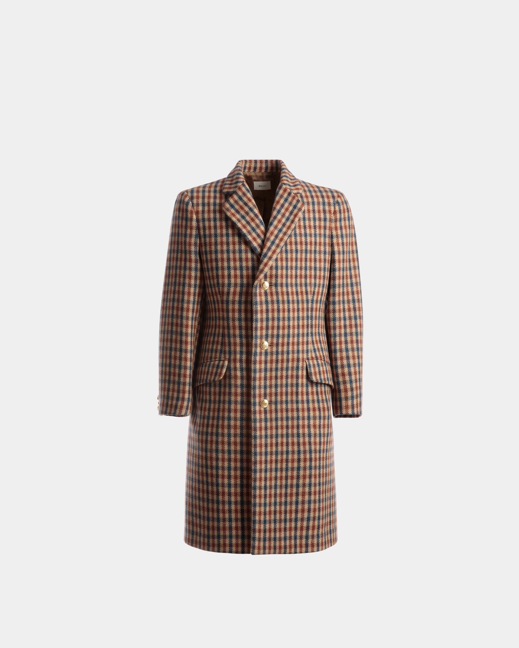 Cappotto A Scacchi In Misto Lana Marrone - Uomo - Bally - 01