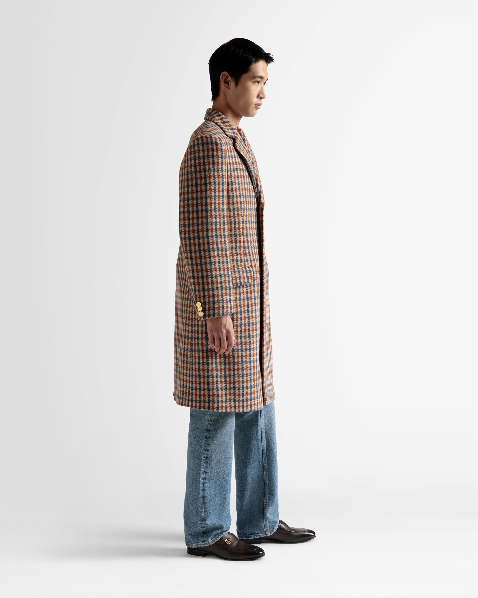 Cappotto A Scacchi In Misto Lana Marrone - Uomo - Bally - 05