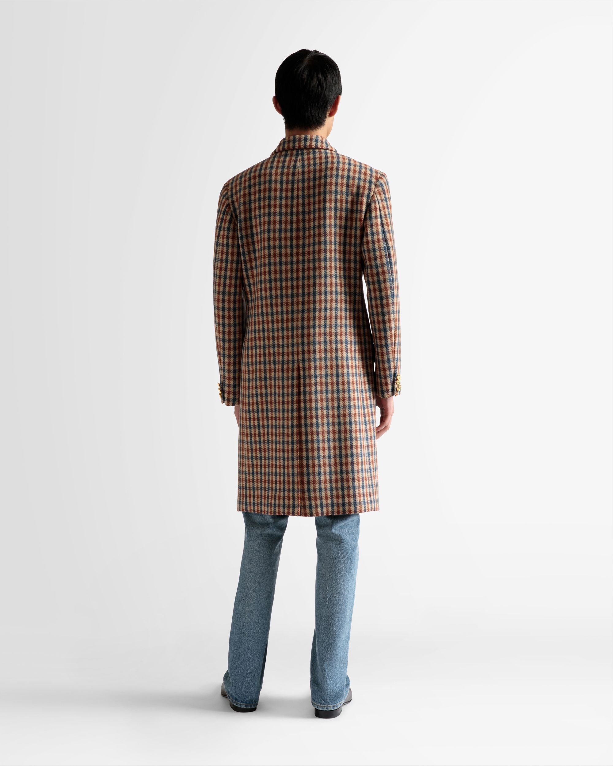 Cappotto A Scacchi In Misto Lana Marrone - Uomo - Bally - 06