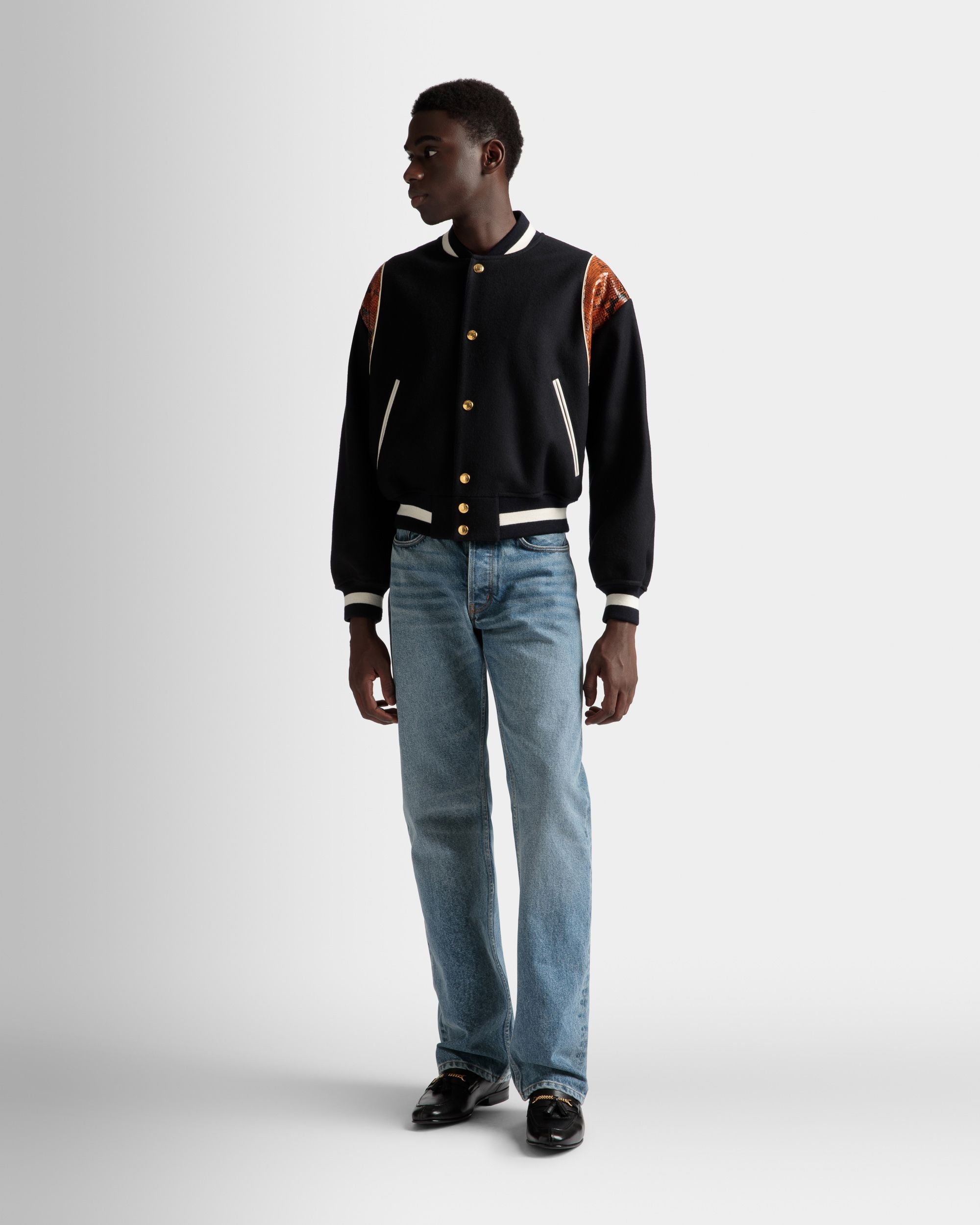 Giacca Letterman In Misto Lana Blu Navy - Uomo - Bally - 02